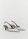 Mango - White Leather Heeled Slingback Shoes