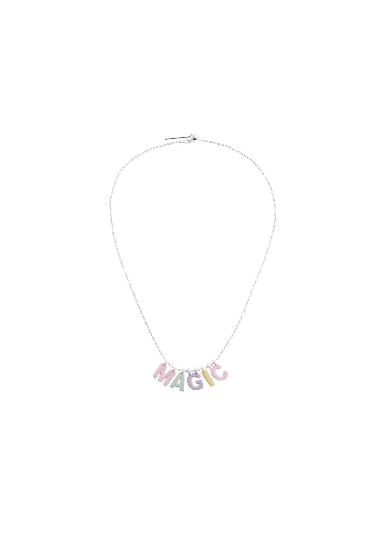 Mango - Silver Letters Bead Necklace, Kids Girls