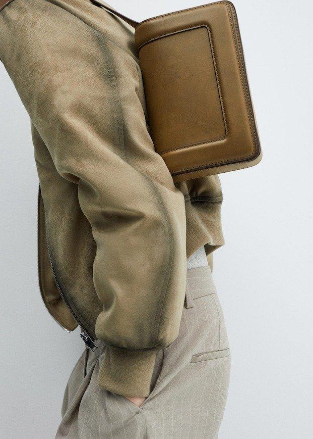 Mango - Khaki Crossbody Bag With Flap