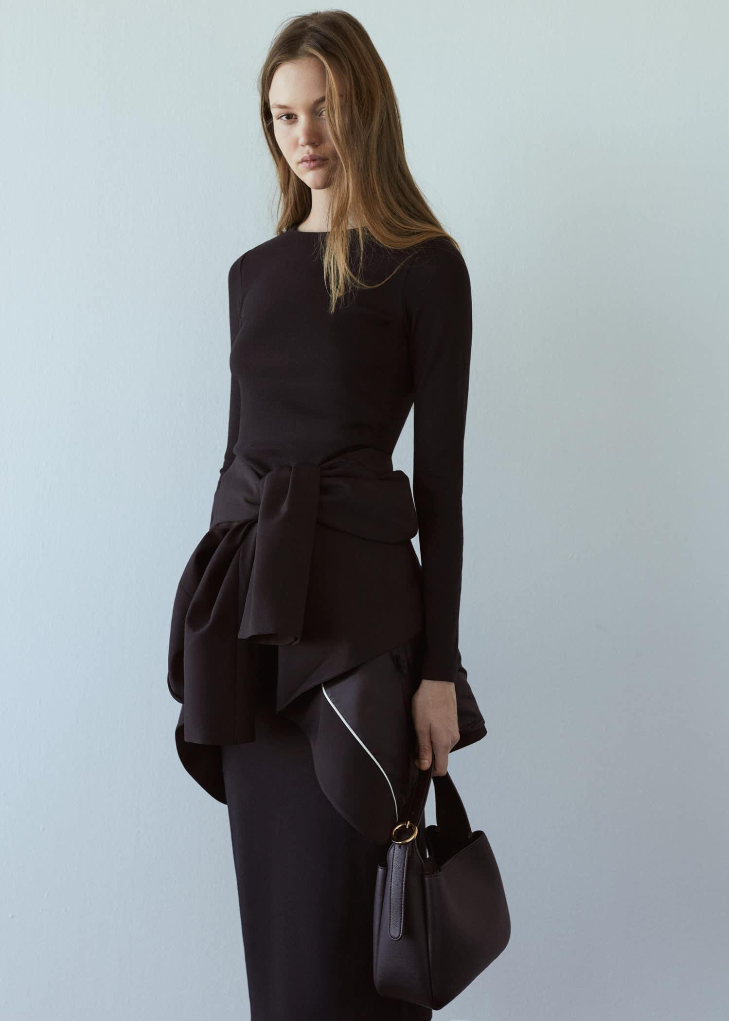Black Shoulder Bag With Buckle, , large image number 4