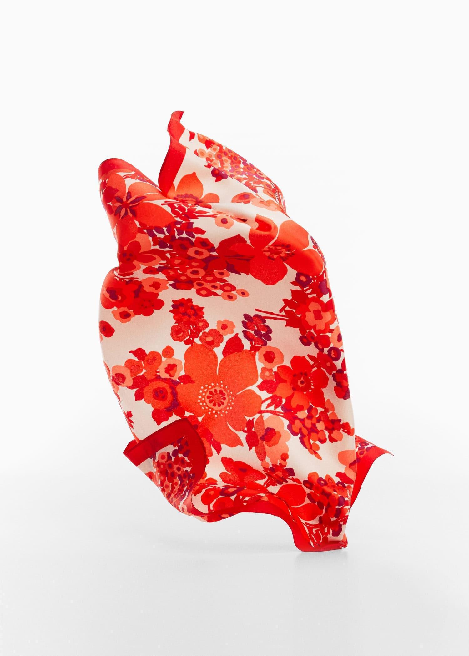 Red Floral Printed Scarf, , large image number 1