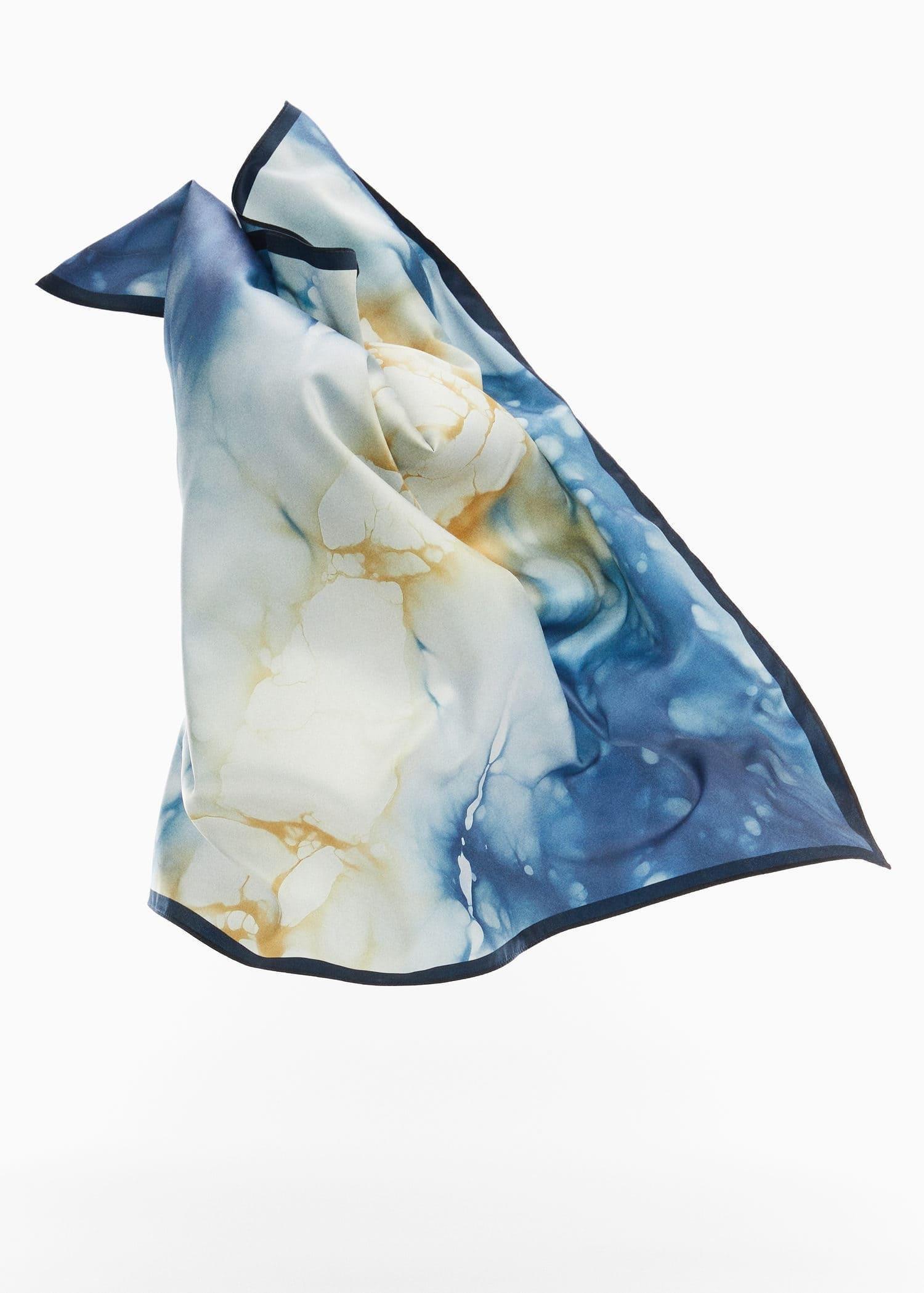 Mango - Blue Gradient-Print Scarf