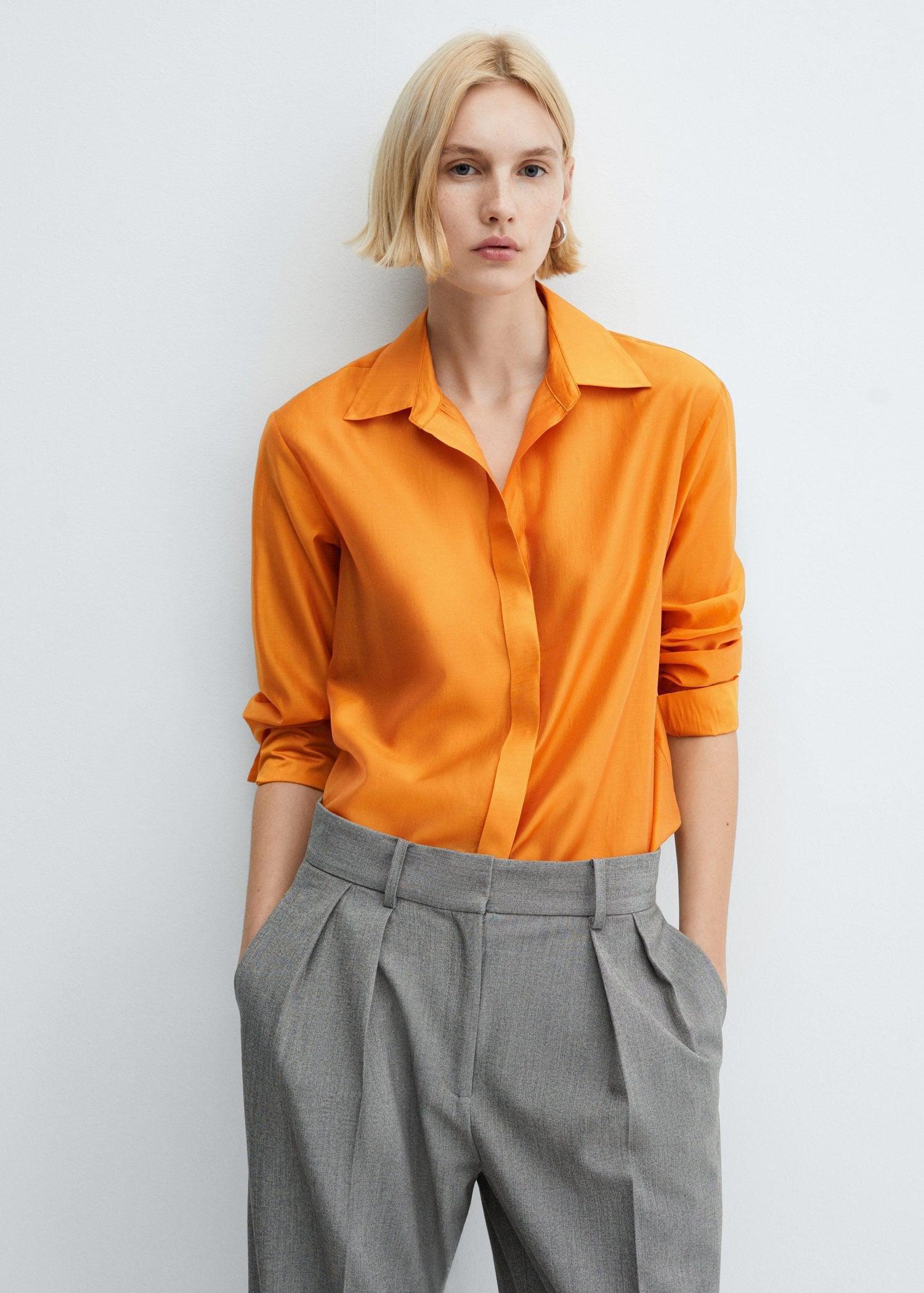 Mango - Orange Concealed Button Shirt