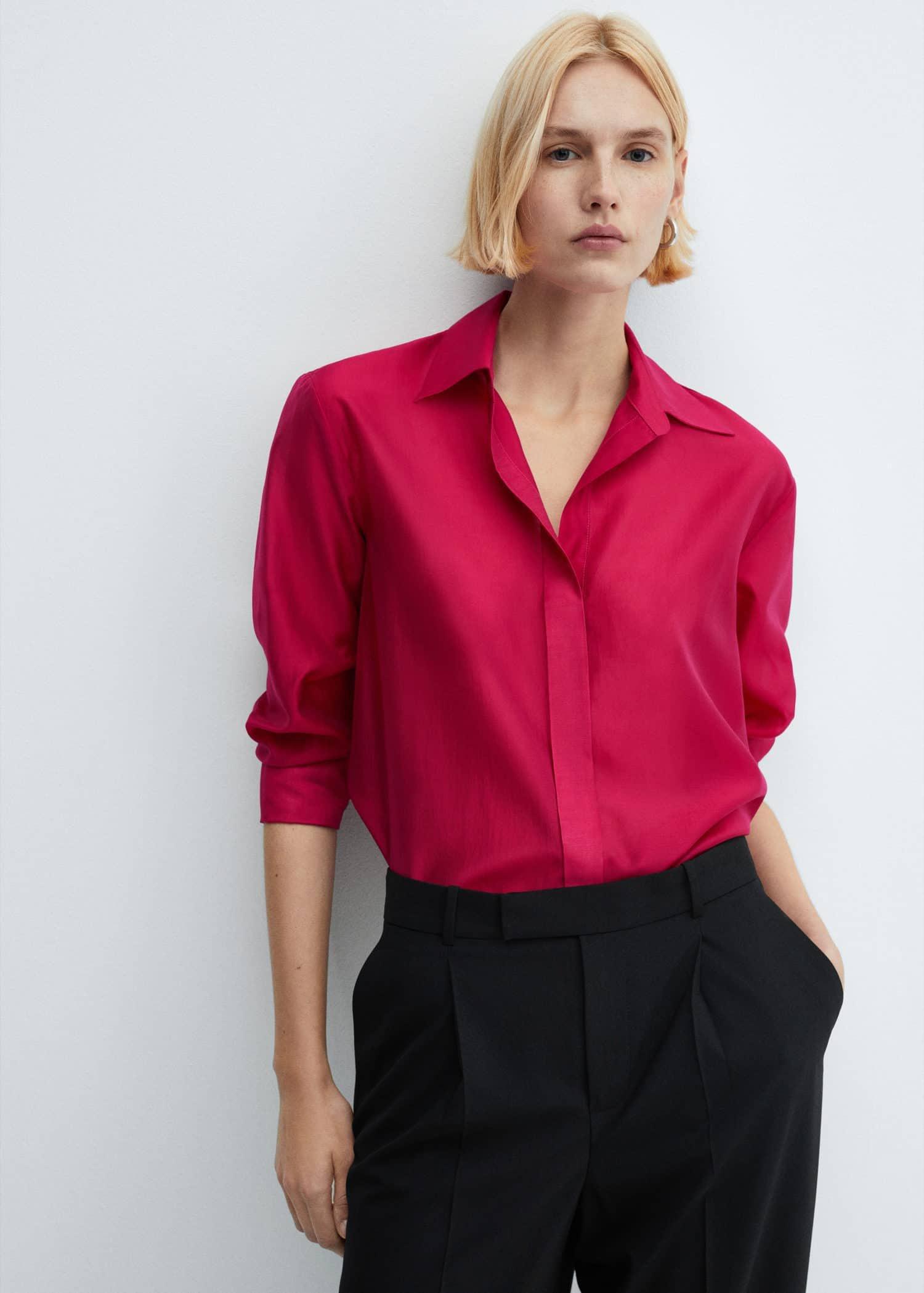 Mango - Red Concealed Button Shirt