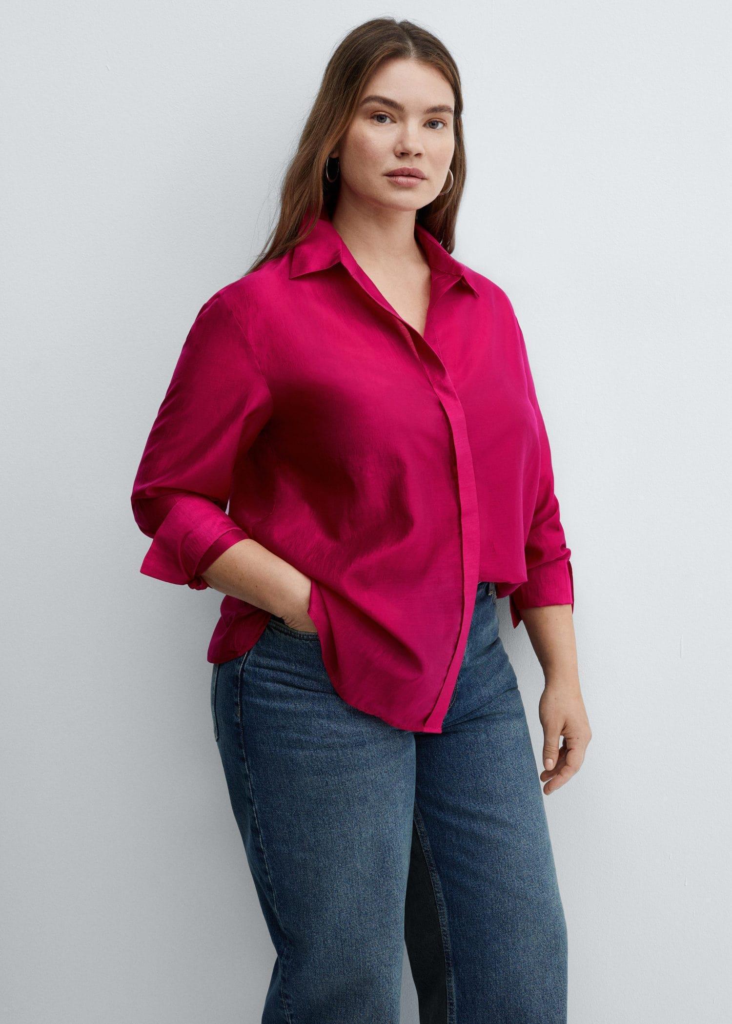 Mango - Red Concealed Button Shirt