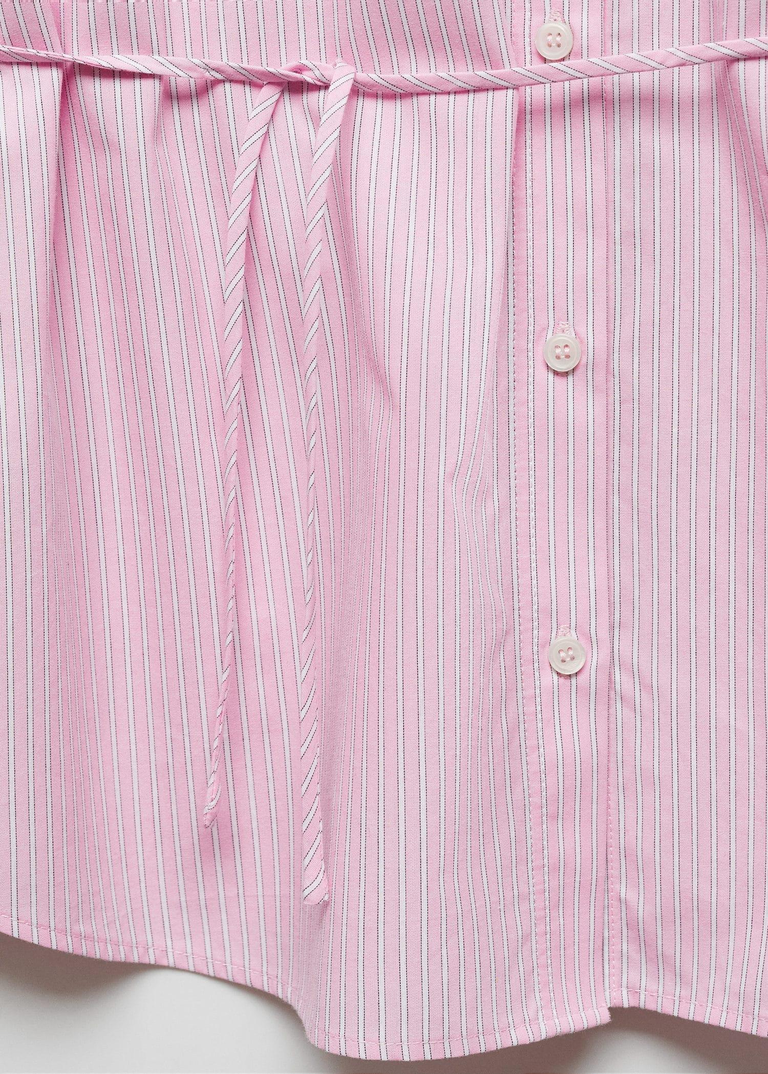 Mango - Pink Lt-Pastel Striped Bow Blouse