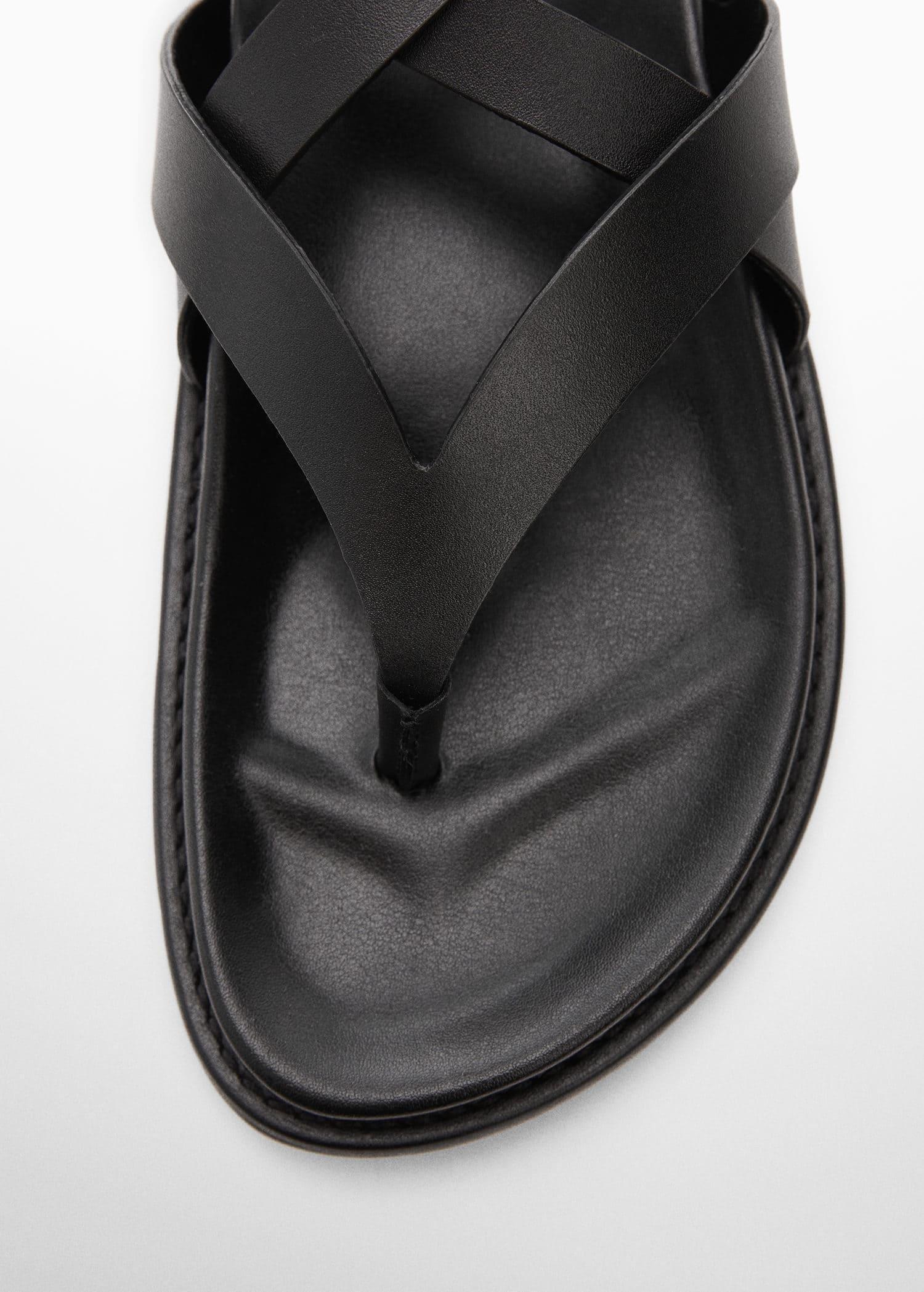 Mango - Black Leather Strap Sandals