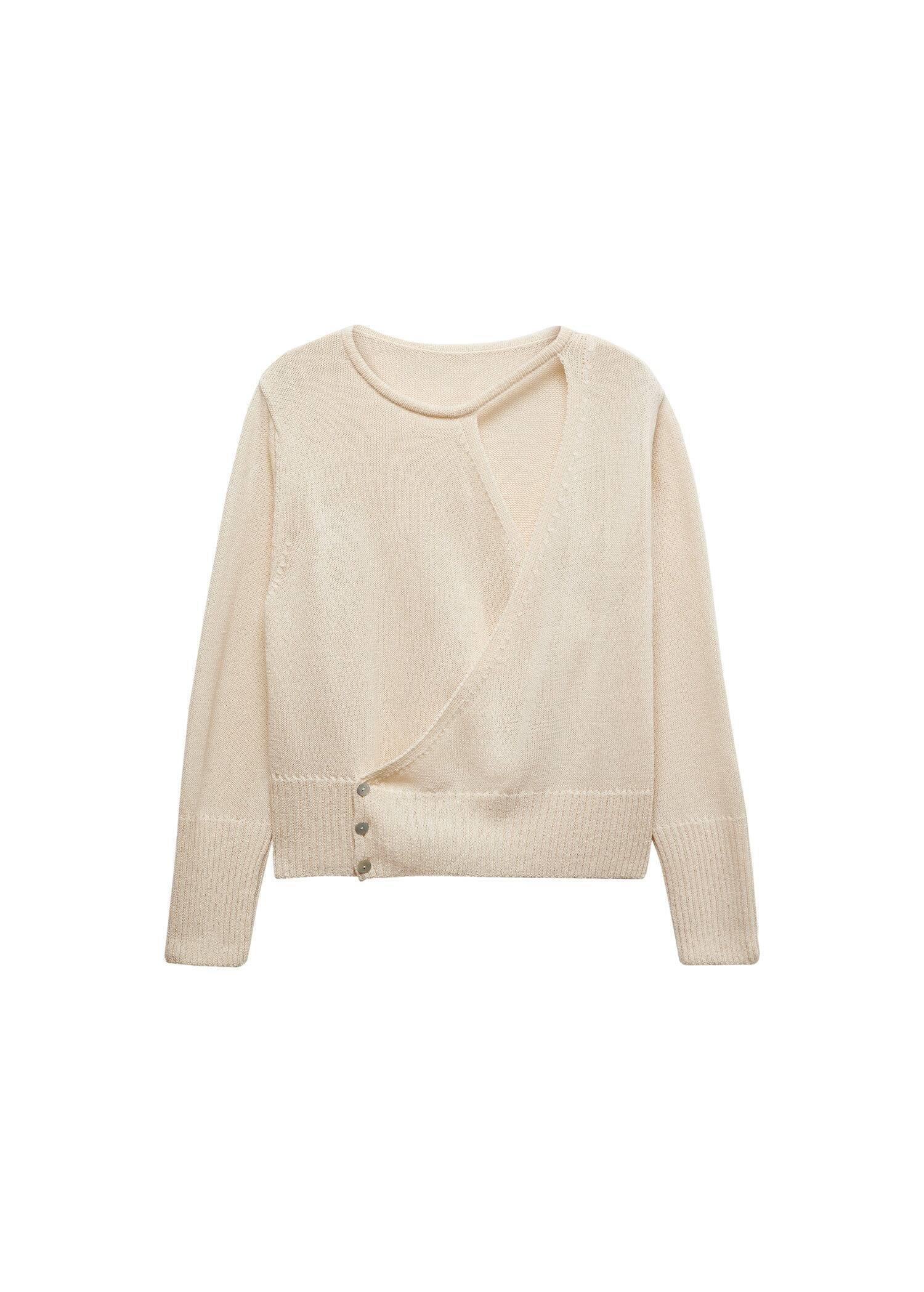 Mango - Beige Pullover Crossover With Slit Detail