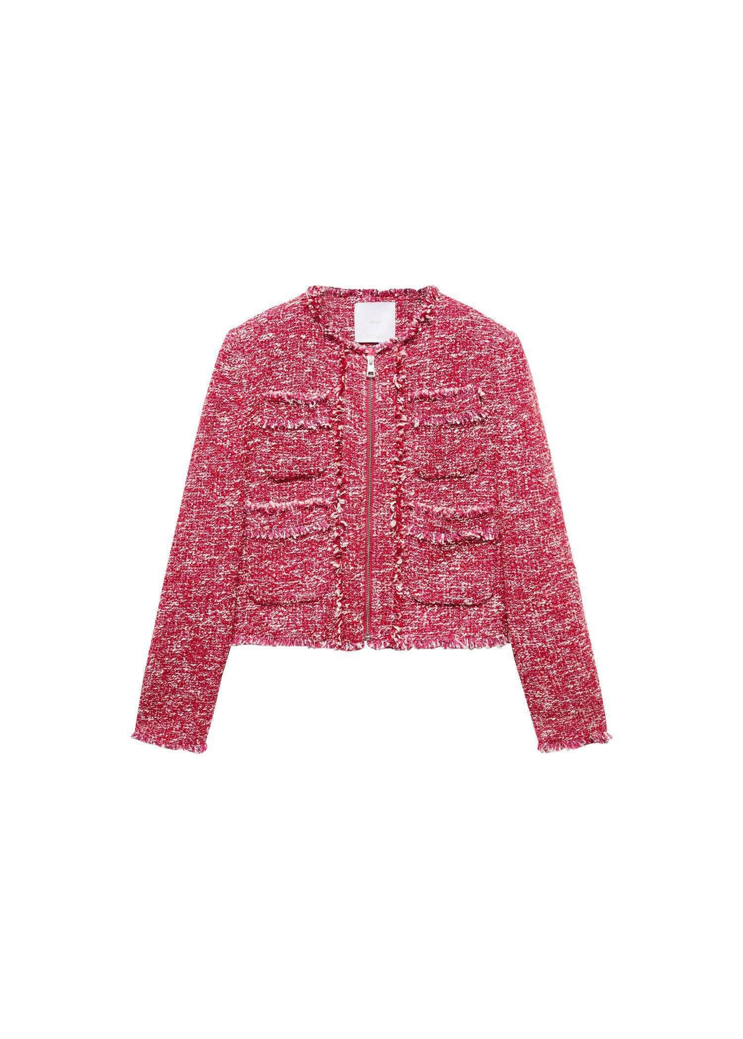 Mango - Pink Pocket Tweed Jacket