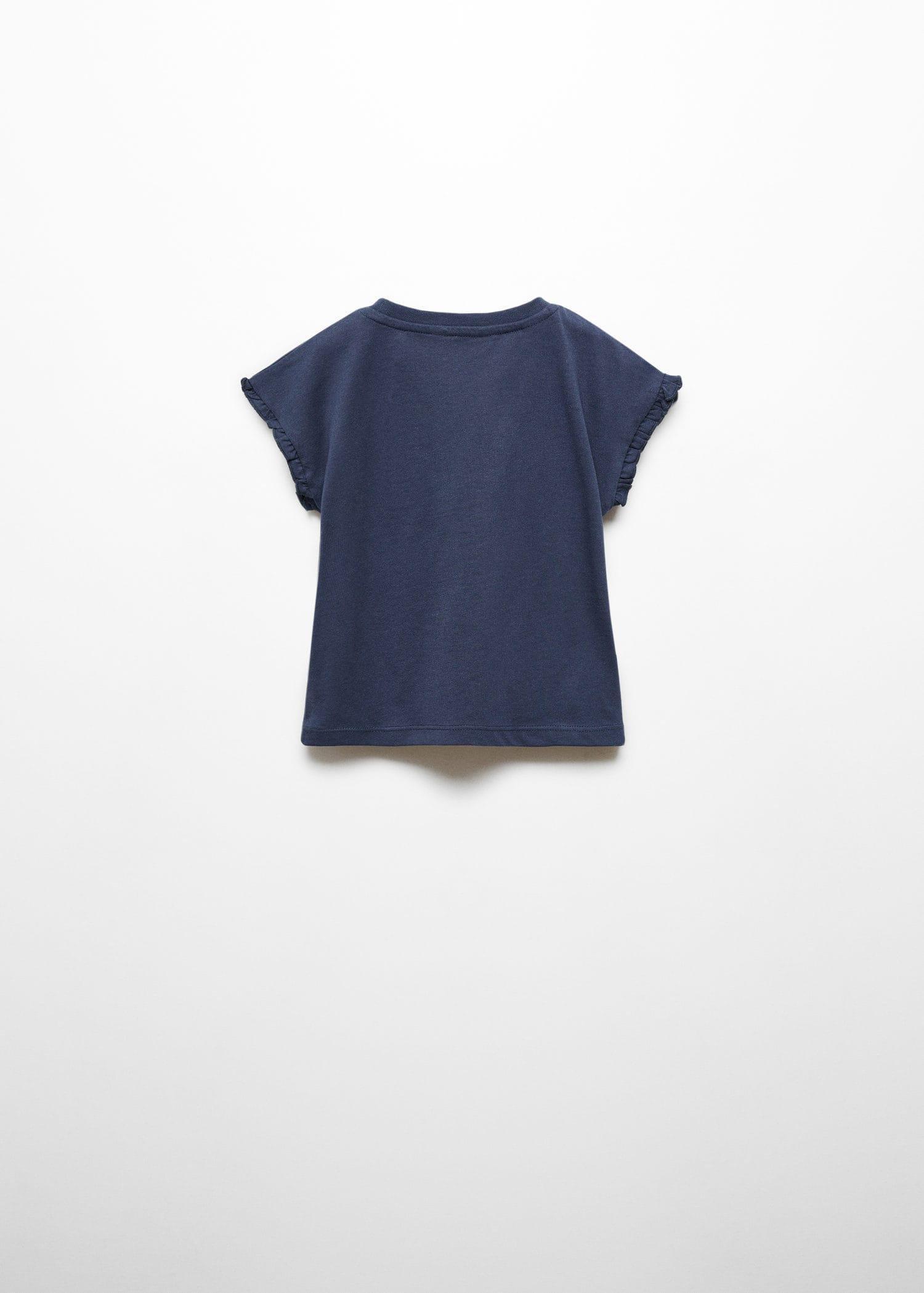 Mango - Navy Embroidered Message T-Shirt, Kids Girls