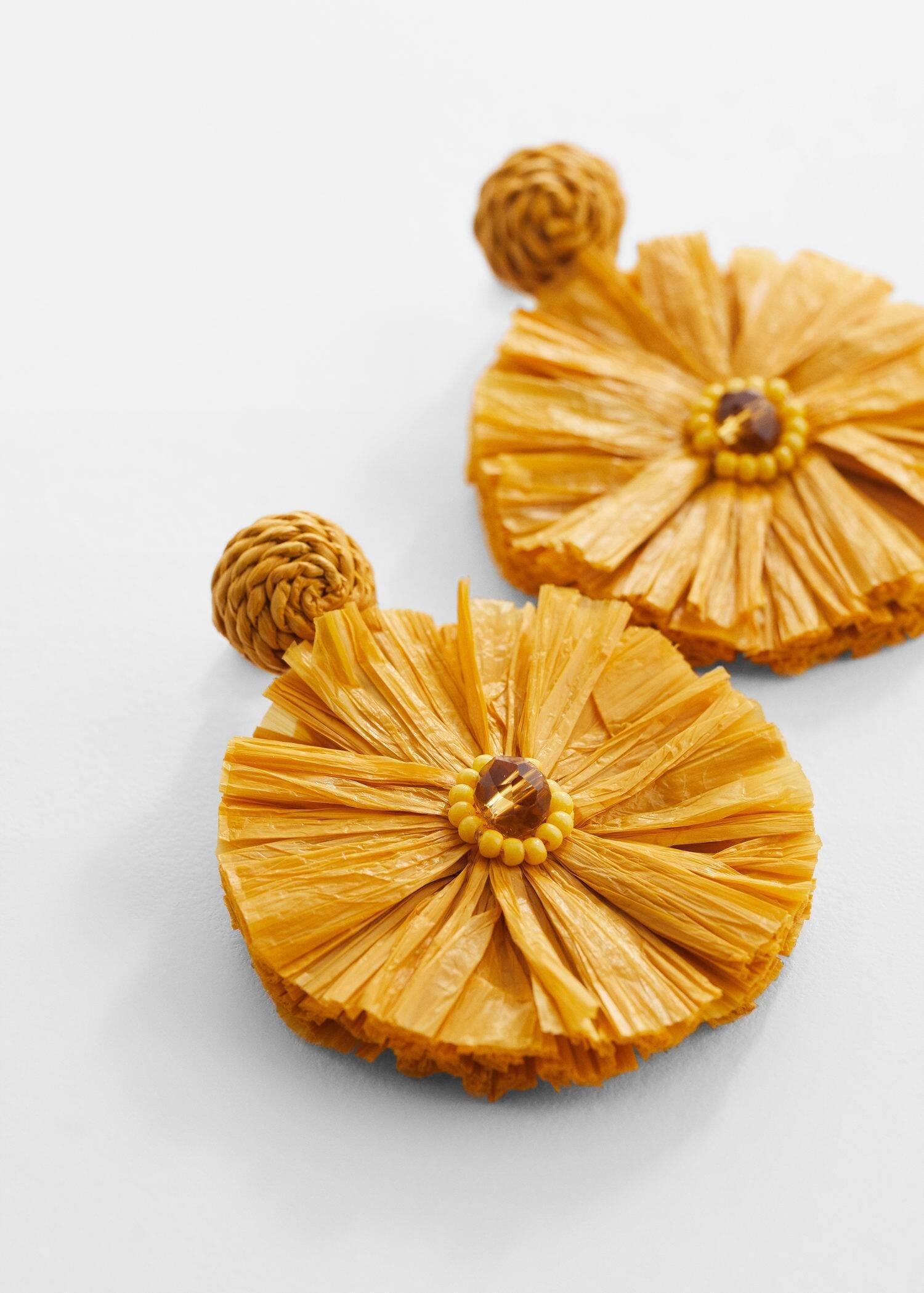 Yellow Raffia Earrings, , large image number 2