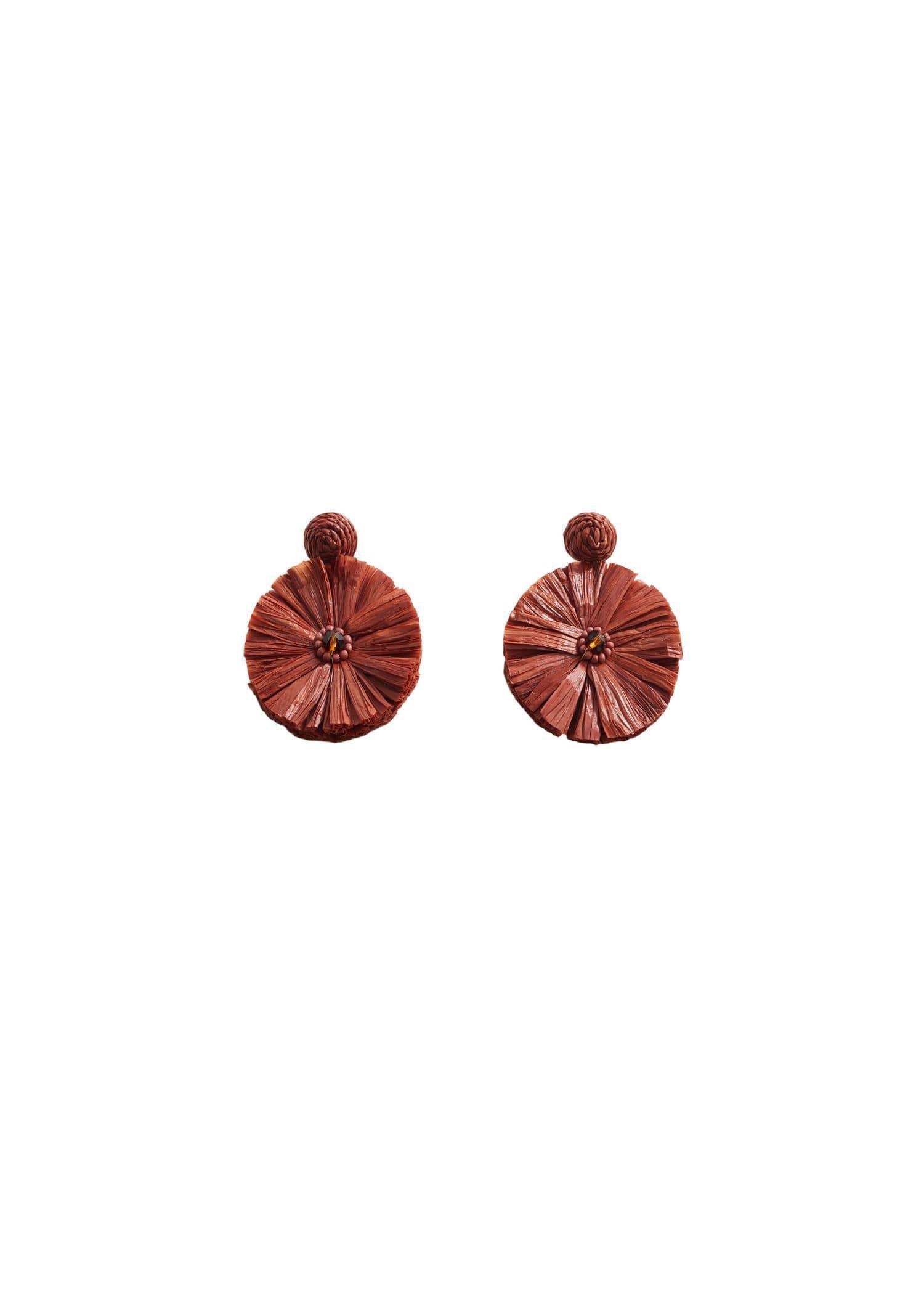 Red Raffia Earrings, , large image number 0