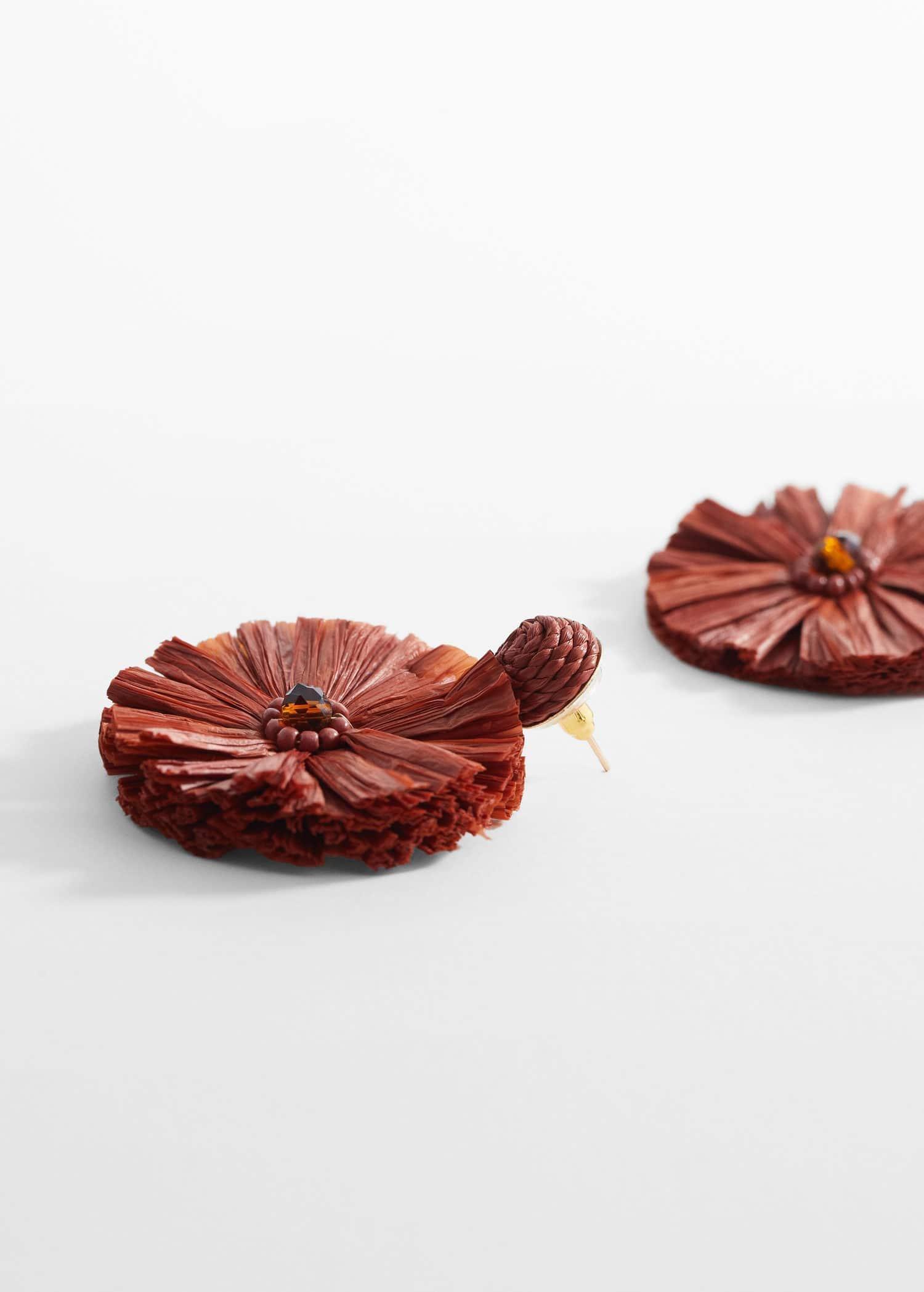Red Raffia Earrings, , large image number 1