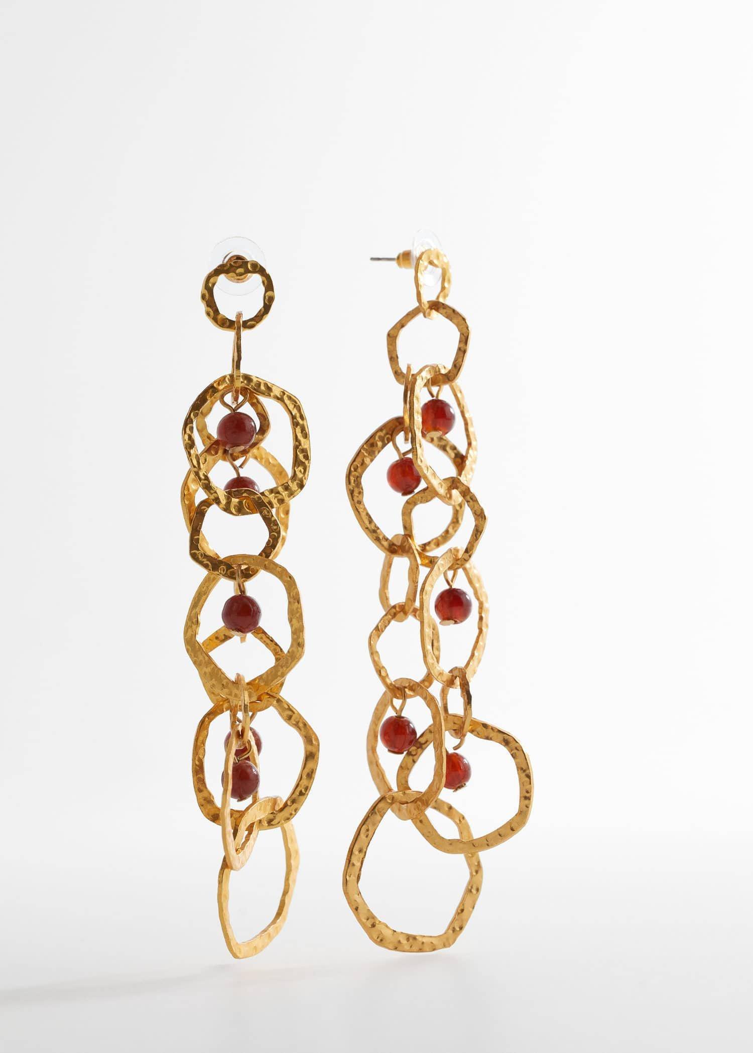 Gold Mixed Pendant Earrings, , large image number 0