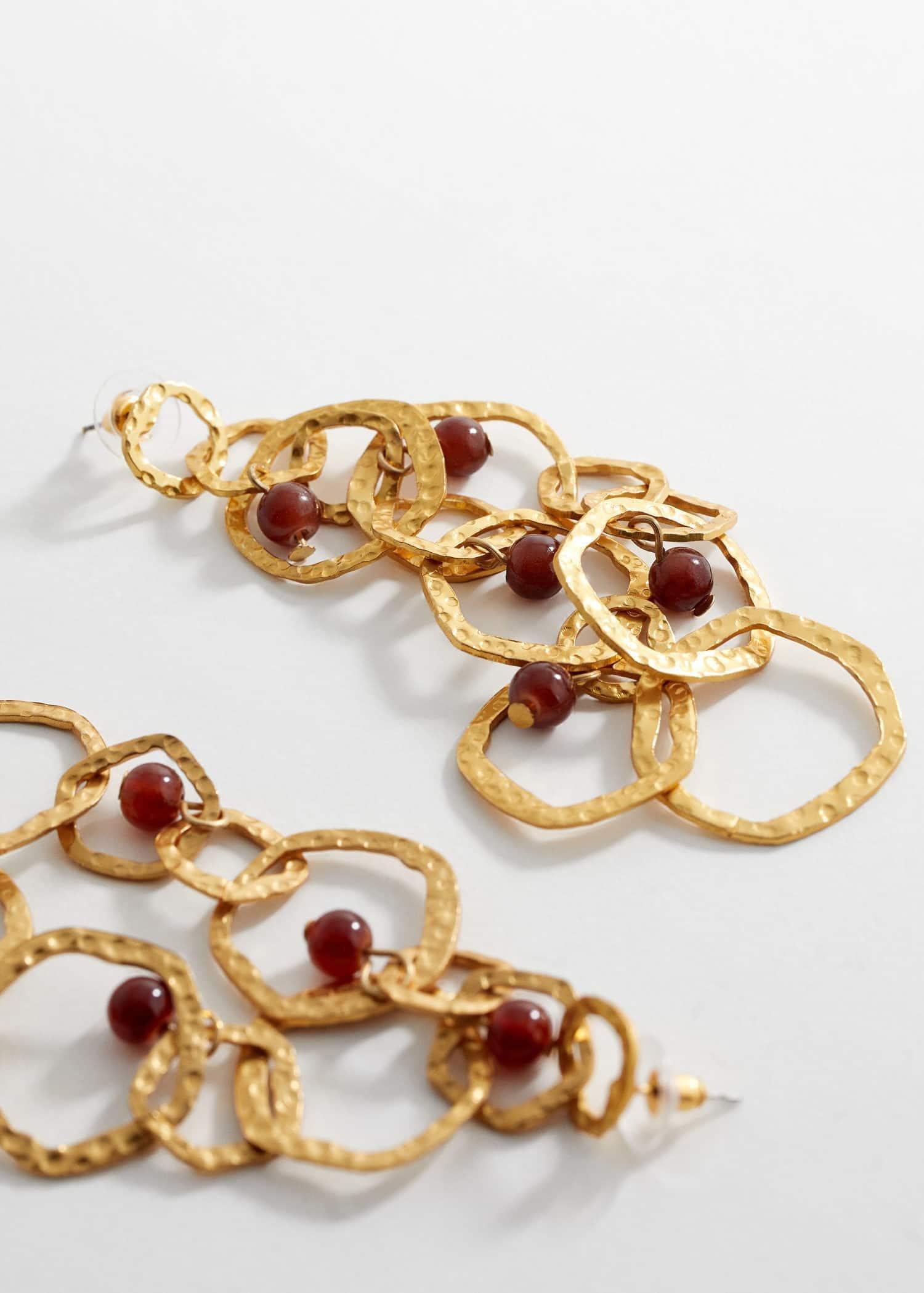 Gold Mixed Pendant Earrings, , large image number 1