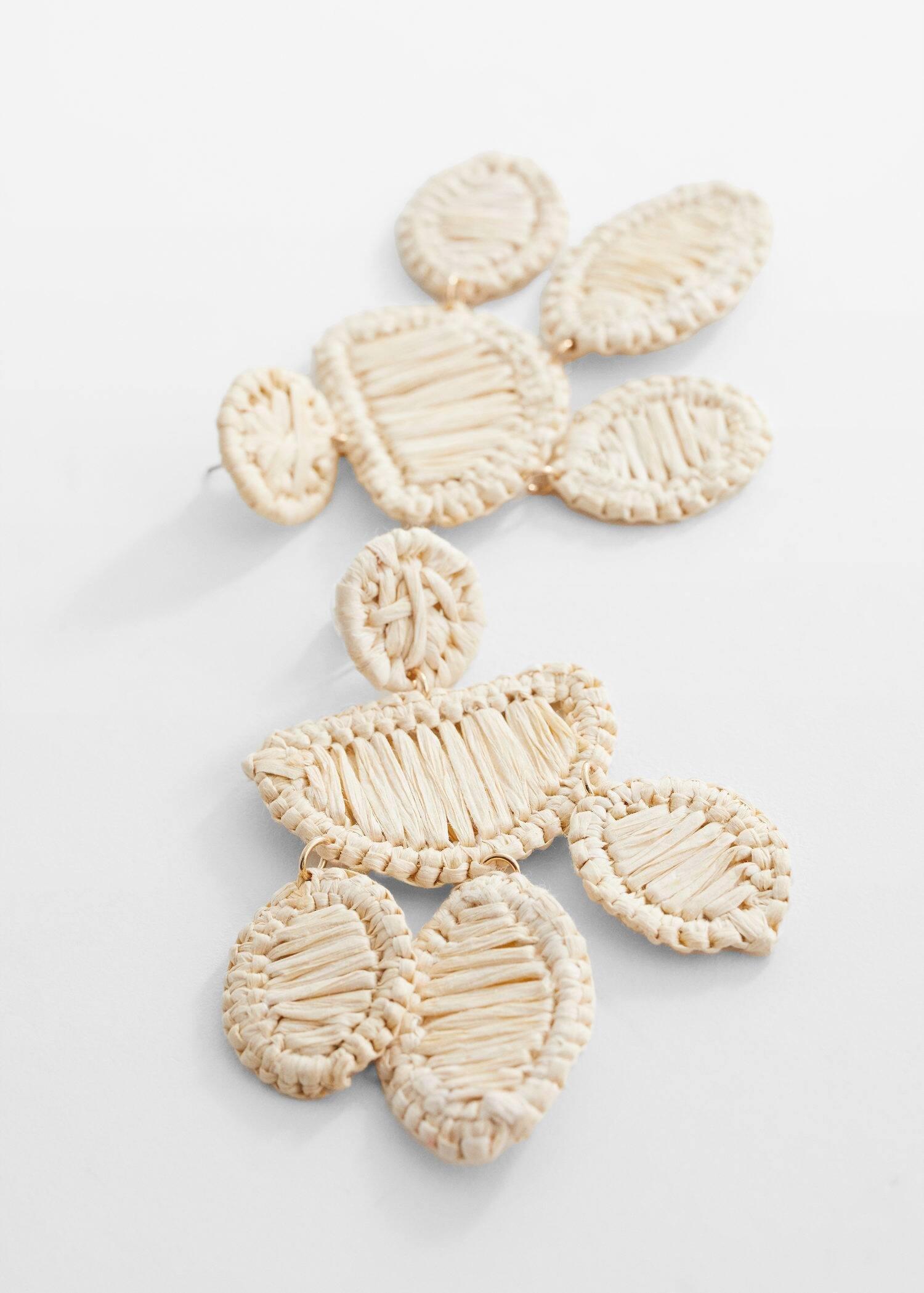Beige Long Raffia Earrings, , large image number 1