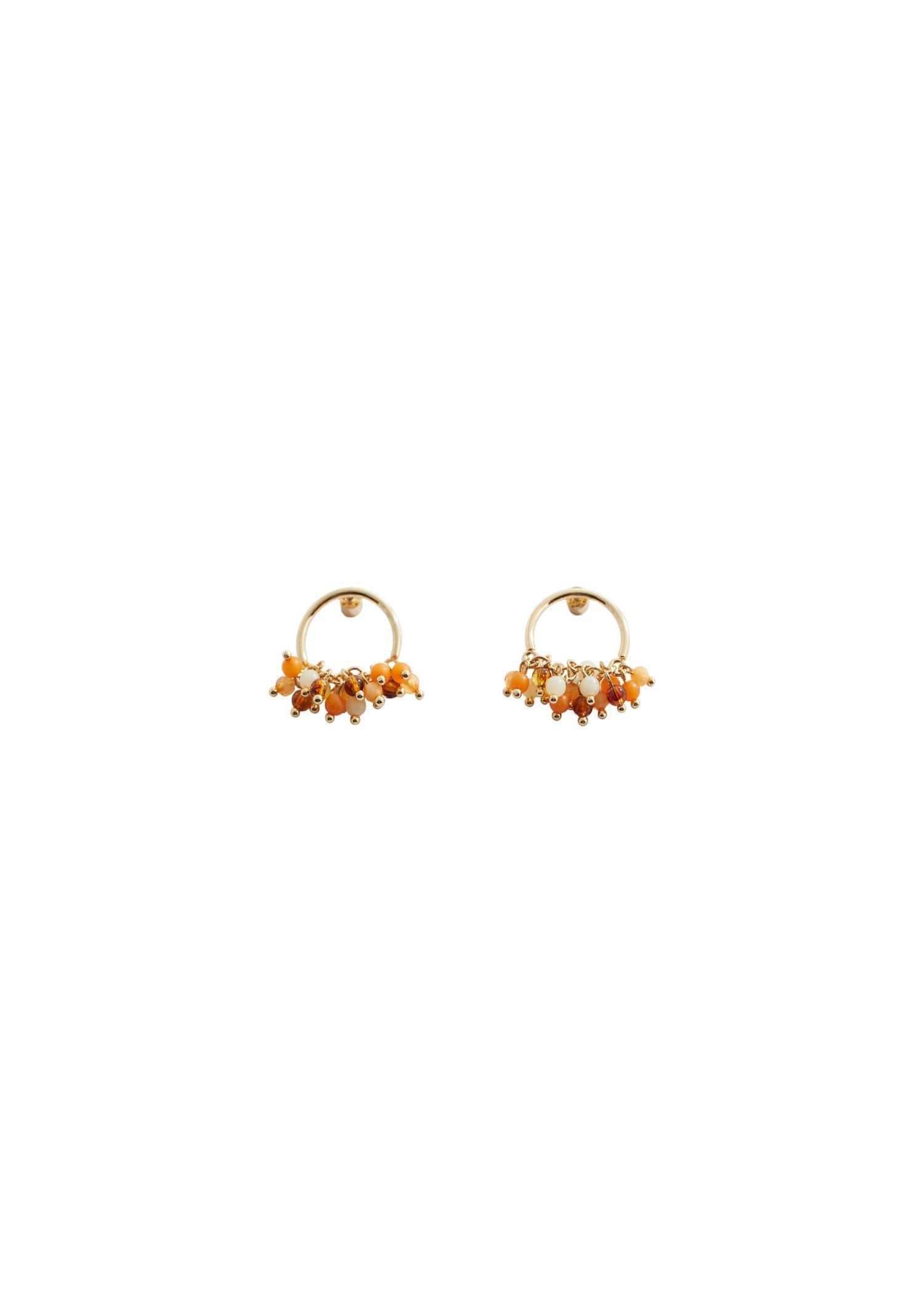 Gold Beaded Pendant Earrings, , large image number 2