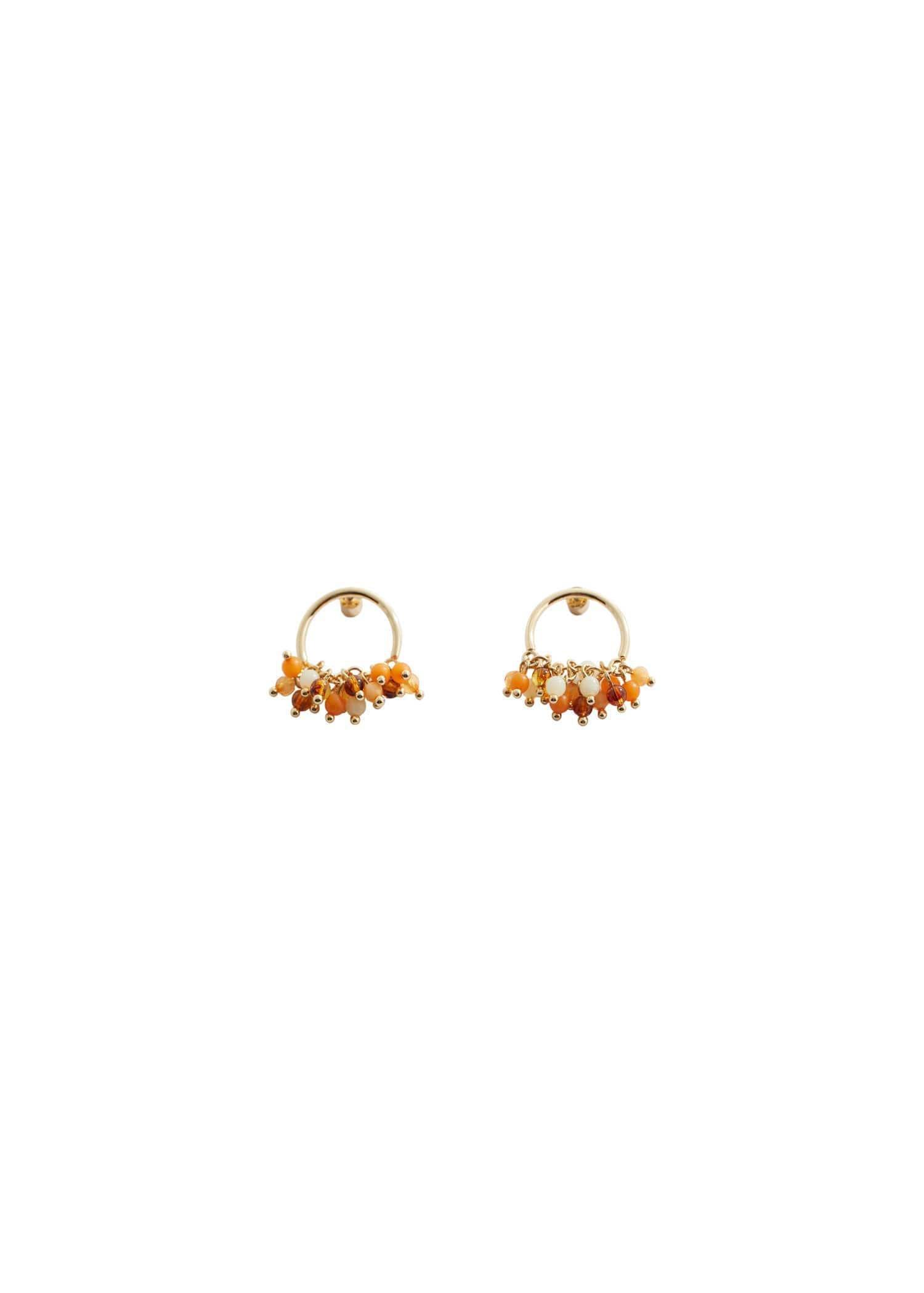 Mango - Gold Beaded Pendant Earrings