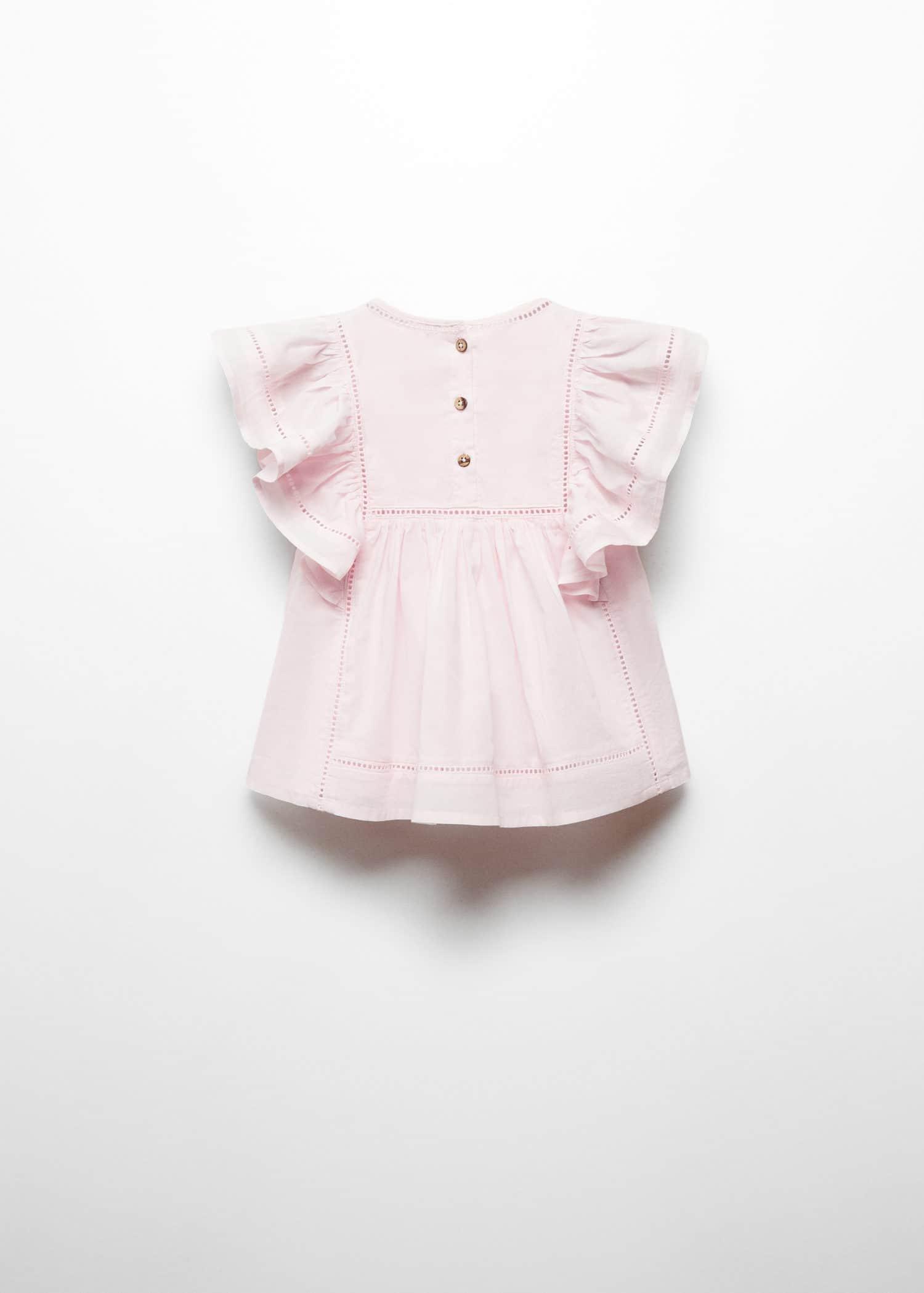 Mango - Pink Ruffled Open-Work Dress, Kids Girls