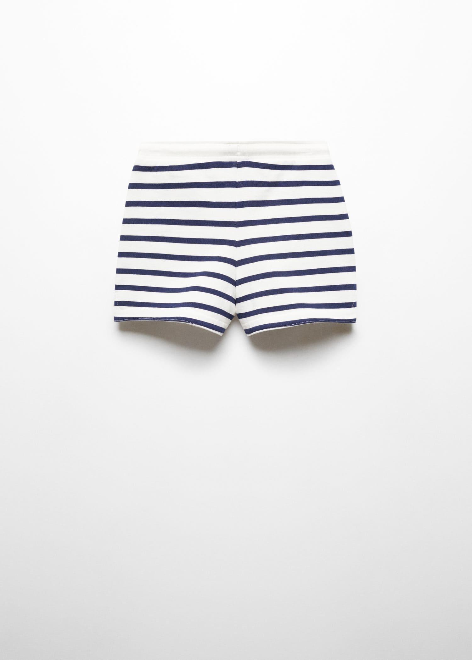 Mango - White Striped Cotton Shorts, Kids Girls