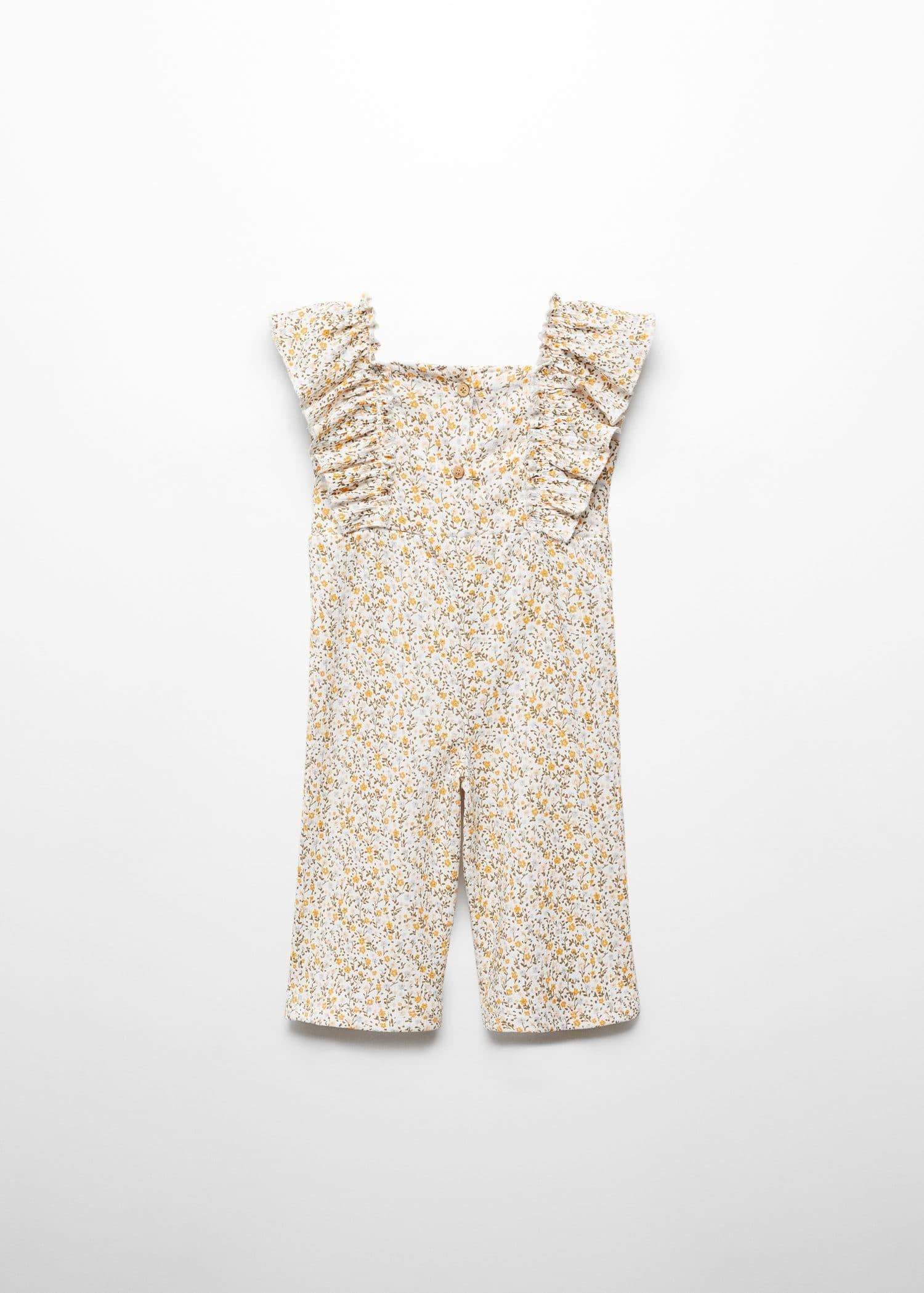 Mango - White Ruffle Floral Jumpsuit, Kids Girls