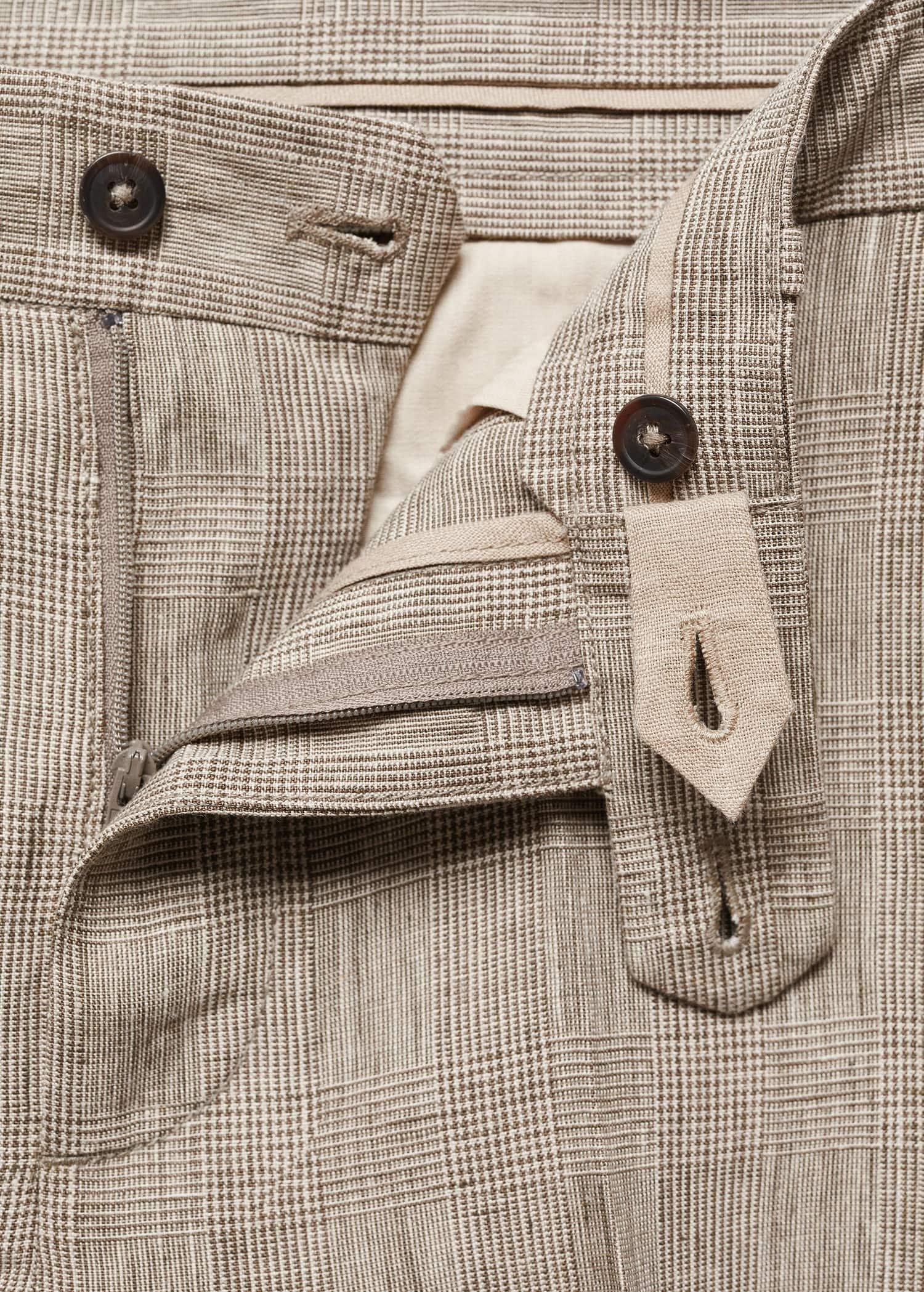 Mango - Brown Linen Prince Of Wales Trousers