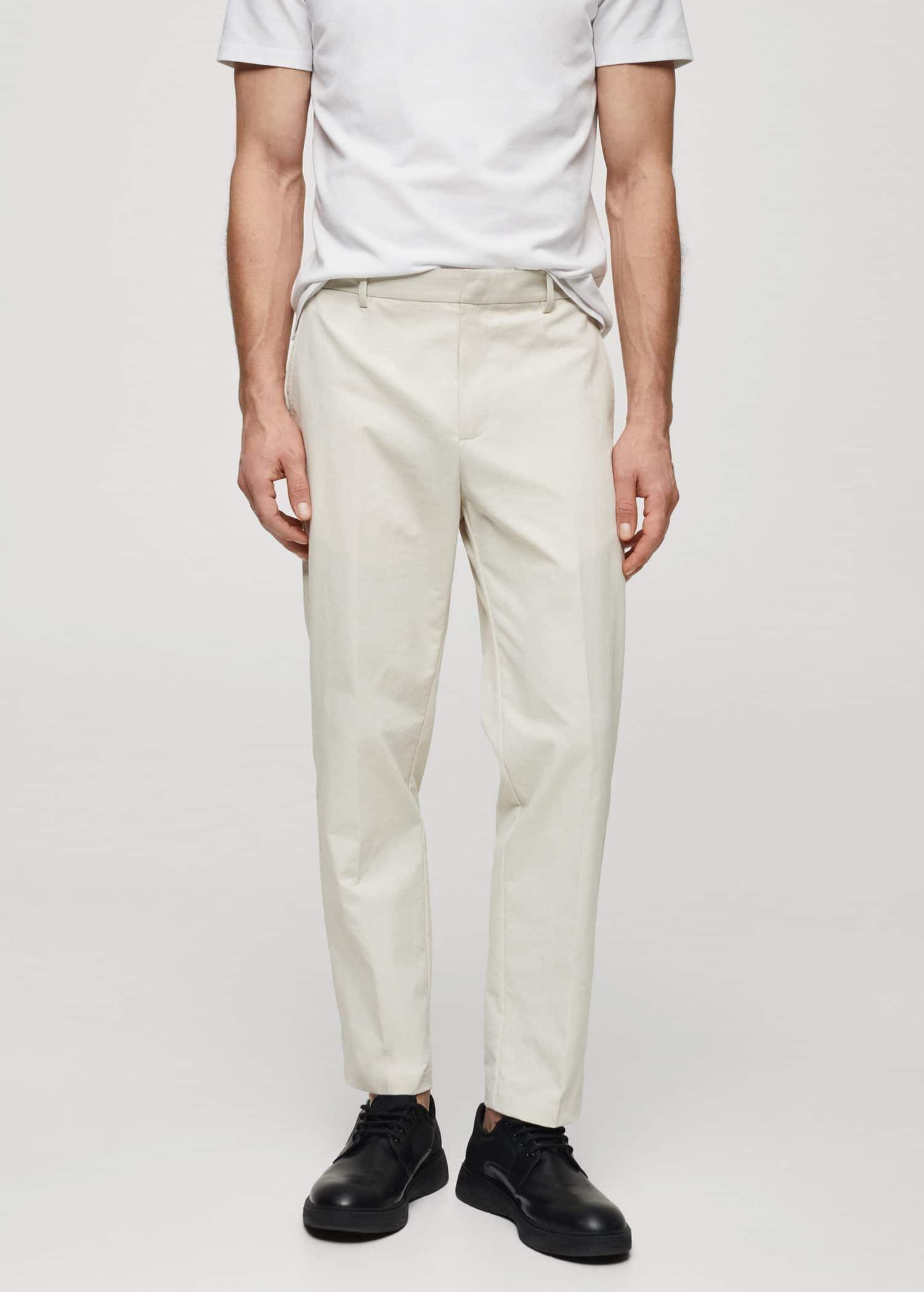 Mango - Grey Slim Fit Technical Fabric Trousers