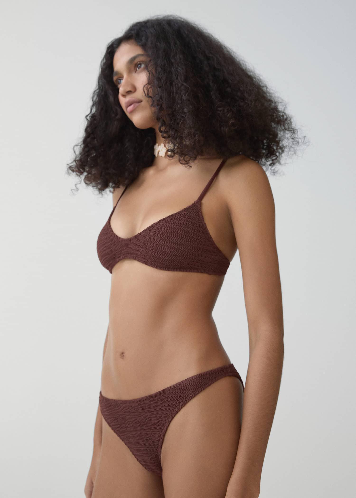 Mango - Brown Textured Bikini Bottom