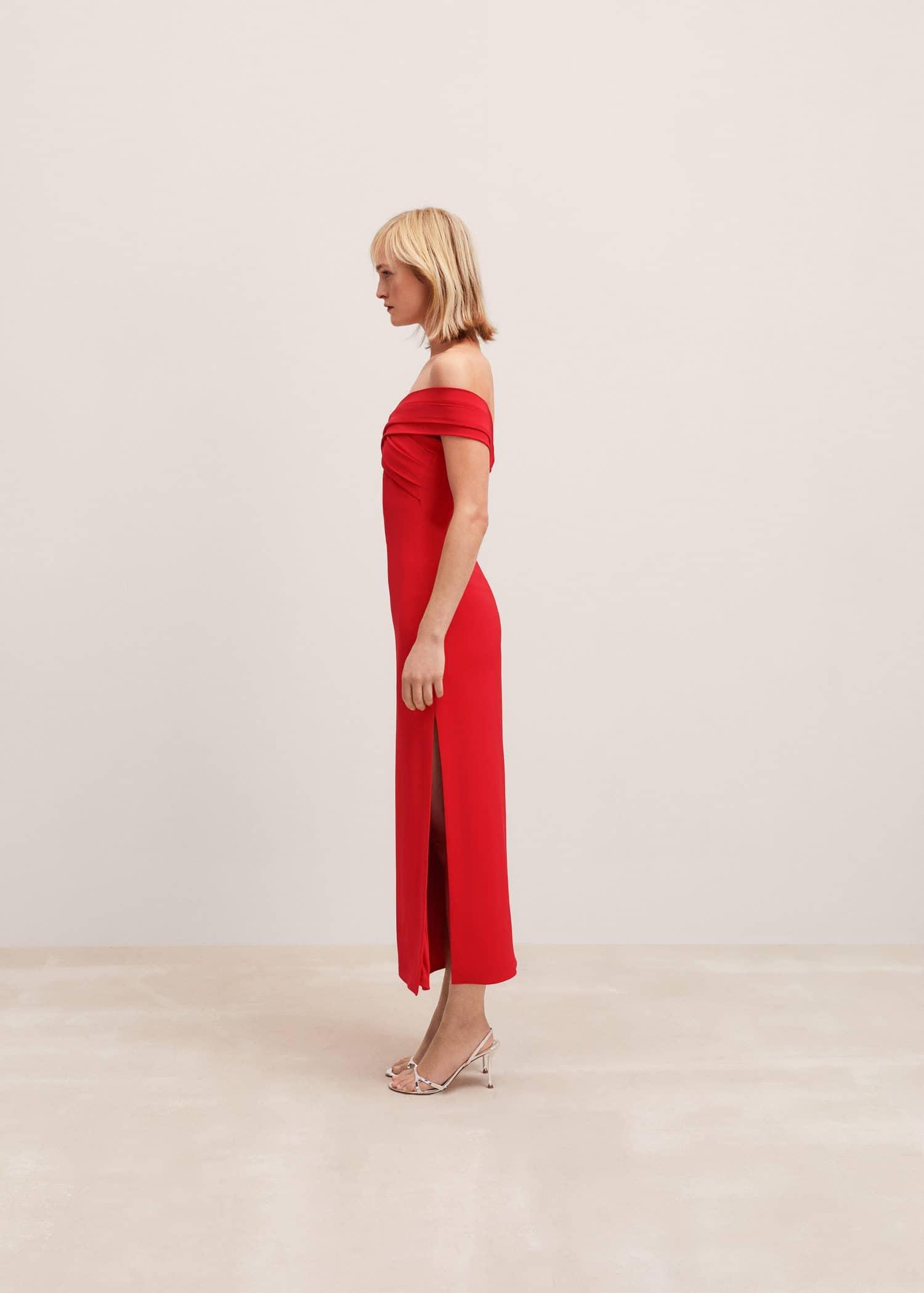 Mango - Red Off-The-Shoulder Dress