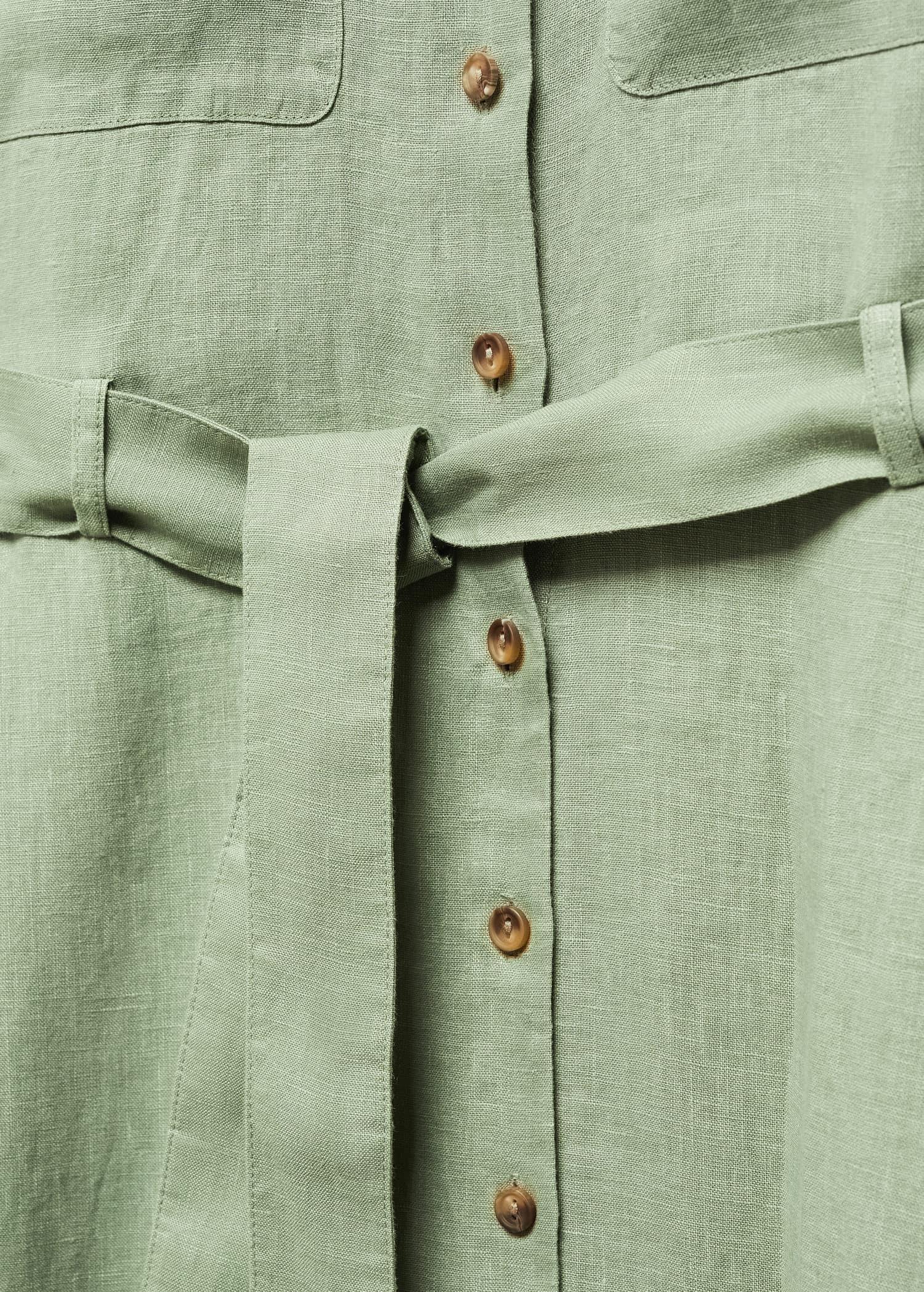 Mango - Green Linen Shirty Dress