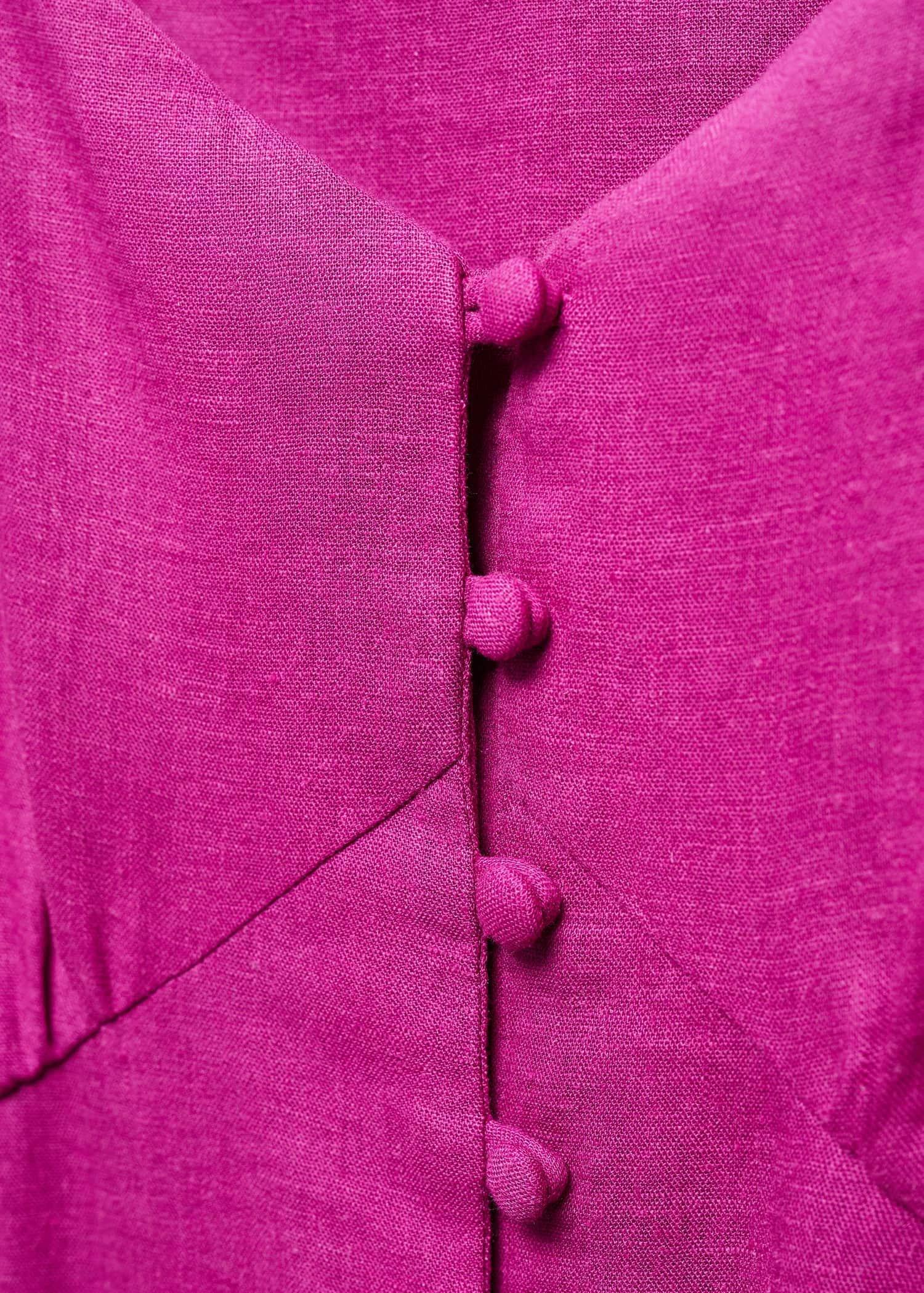 Mango - Purple Buttoned Linen-Blend Dress