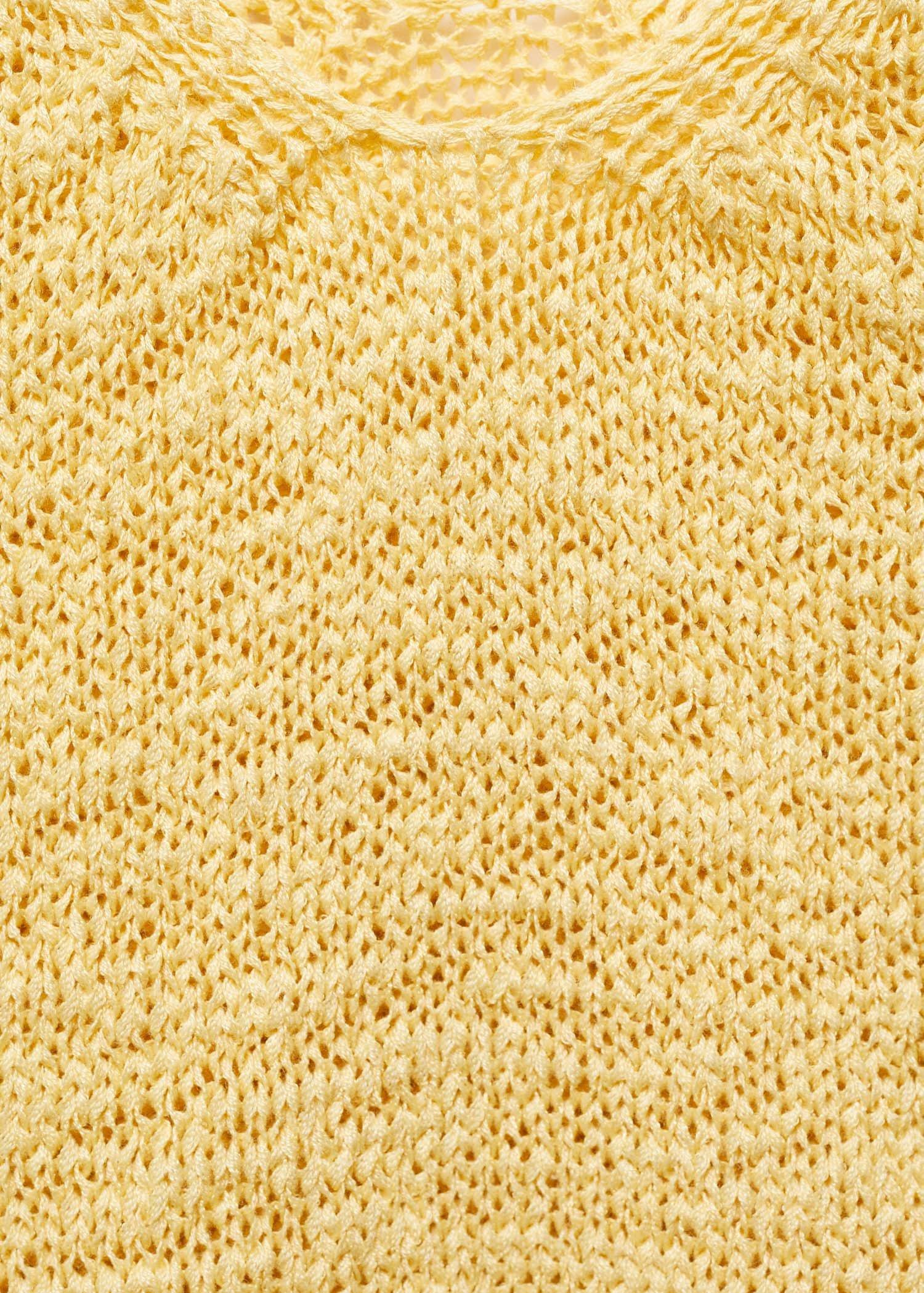 Mango - Yellow V-Neck Knitted Top