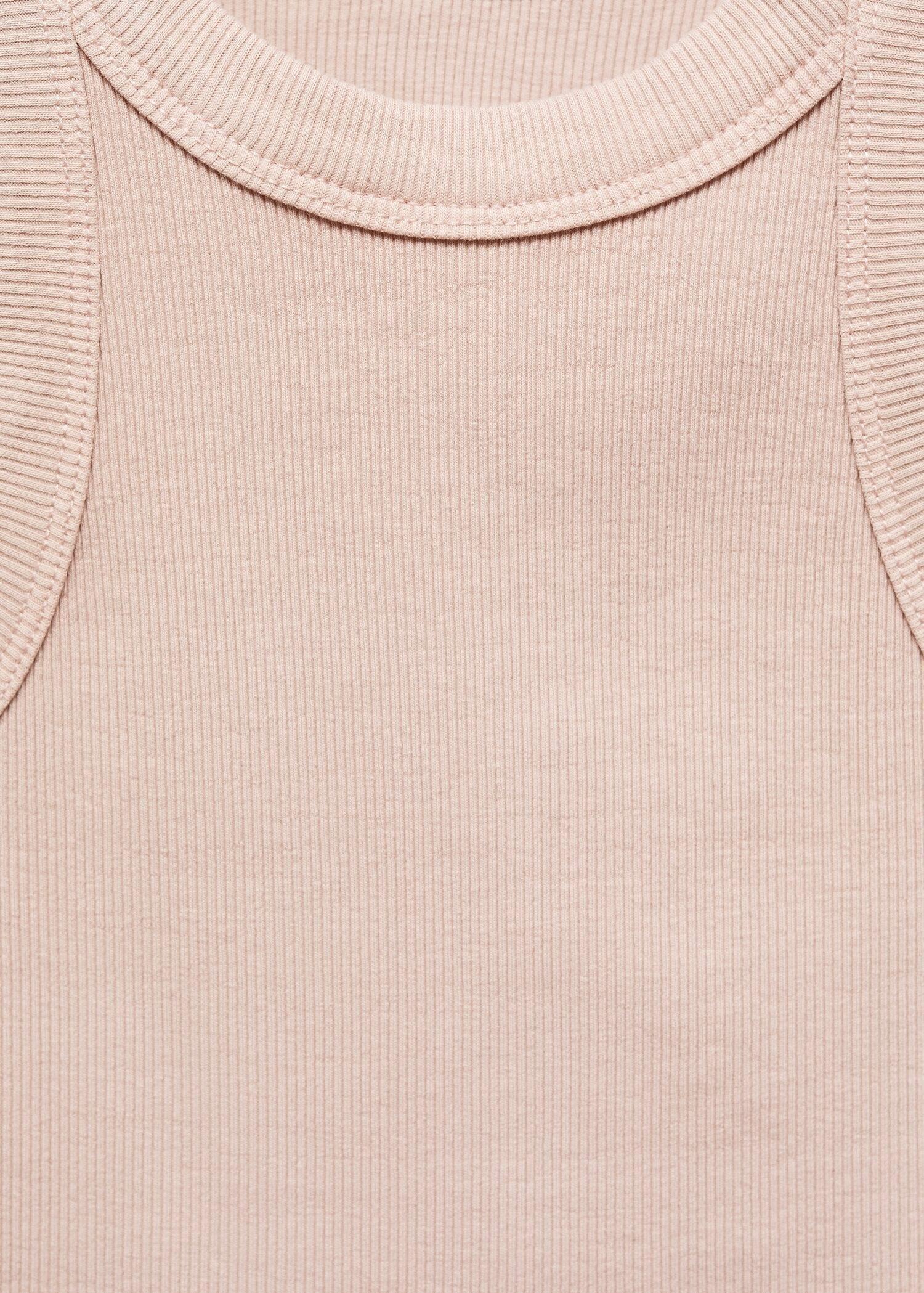 Mango - Pink Ribbed Strap T-Shirt, Kids Girls