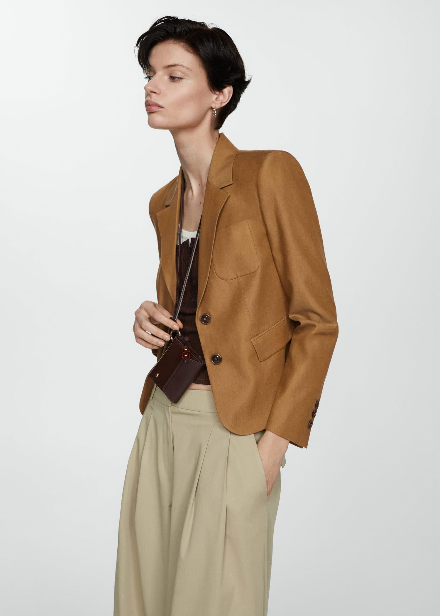 Mango - Brown Cotton Lyocell Jacket