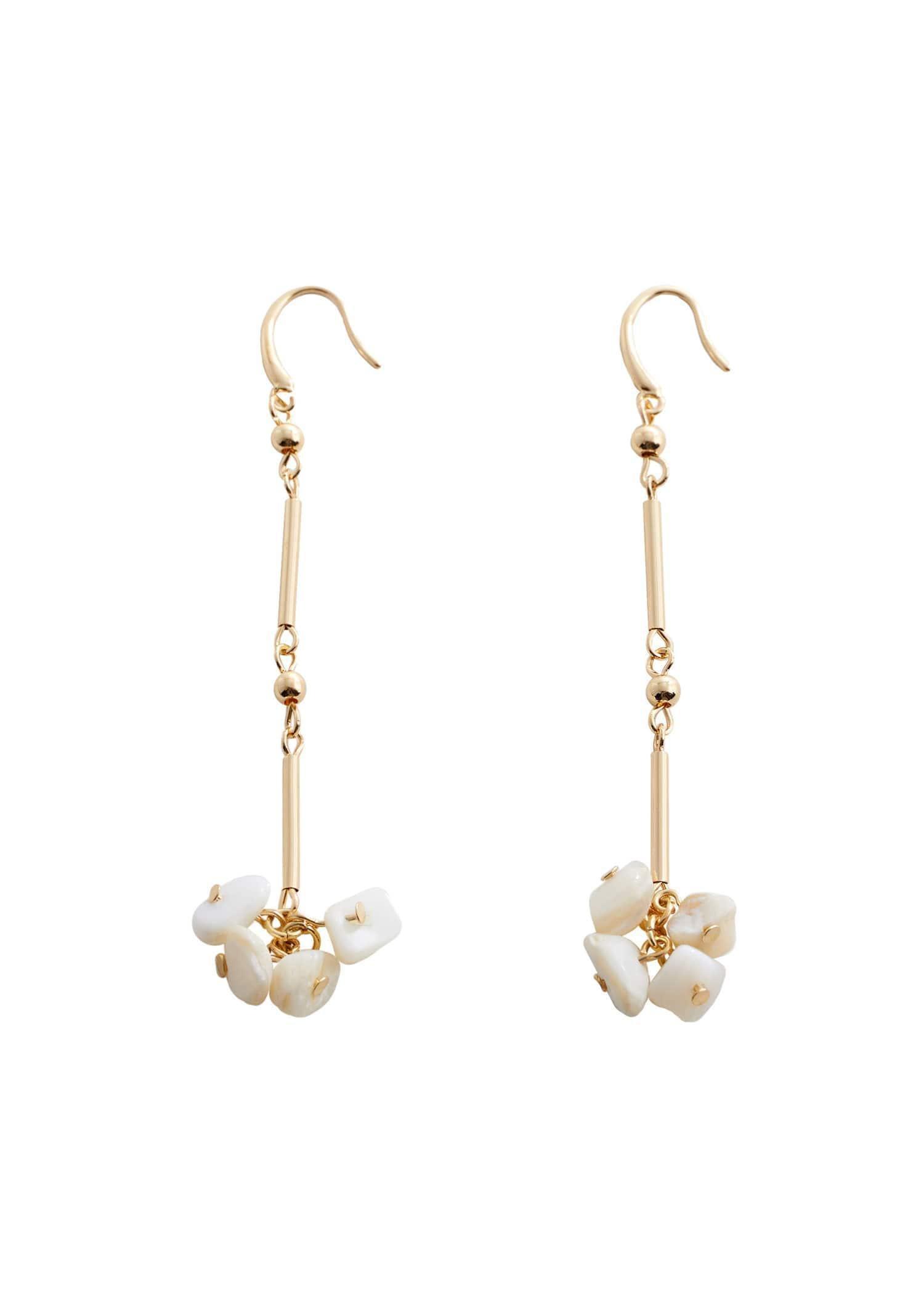 Gold Shell Pendant Earrings, , large image number 1