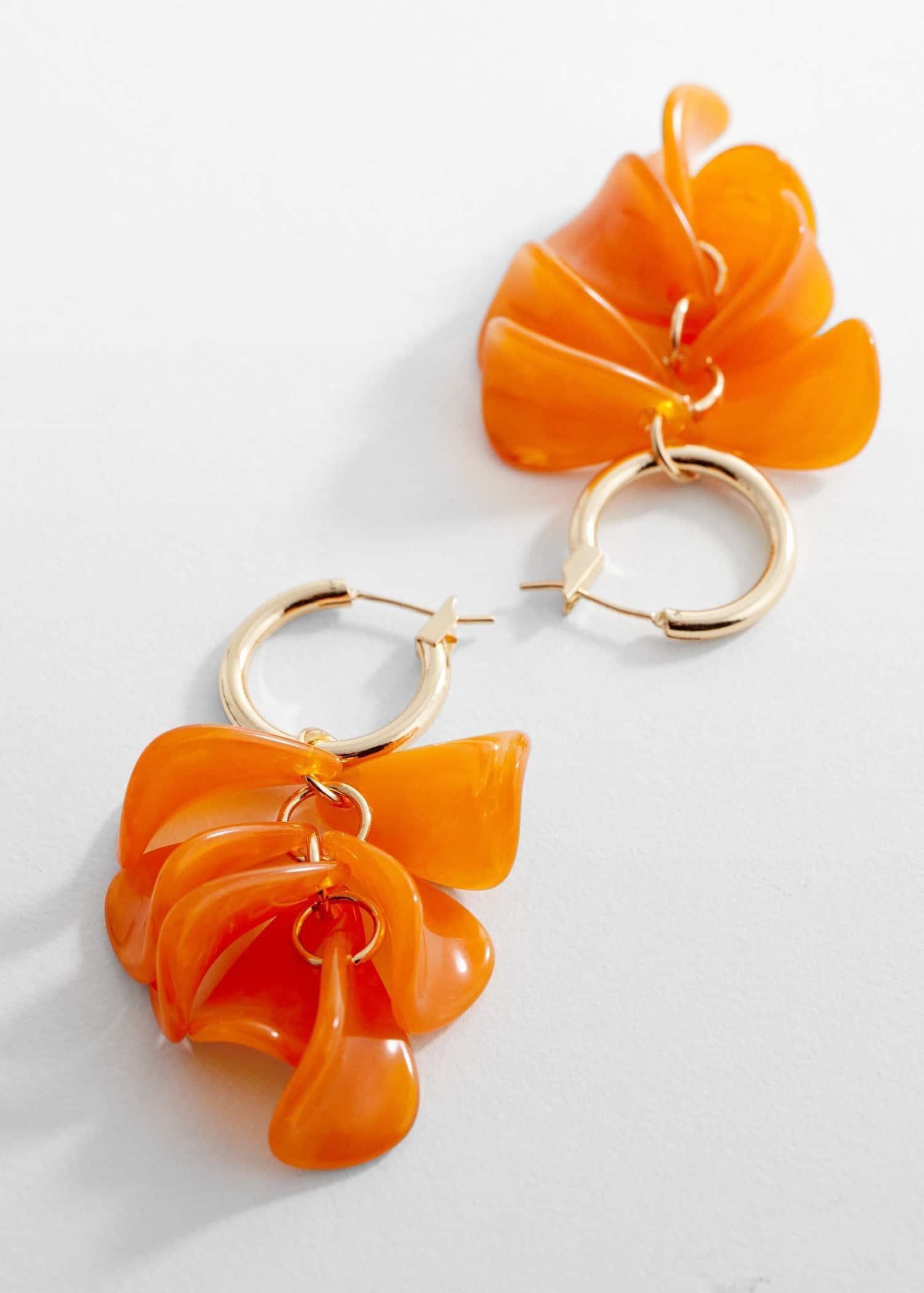 Orange Beaded Pendant Earrings, , large image number 0