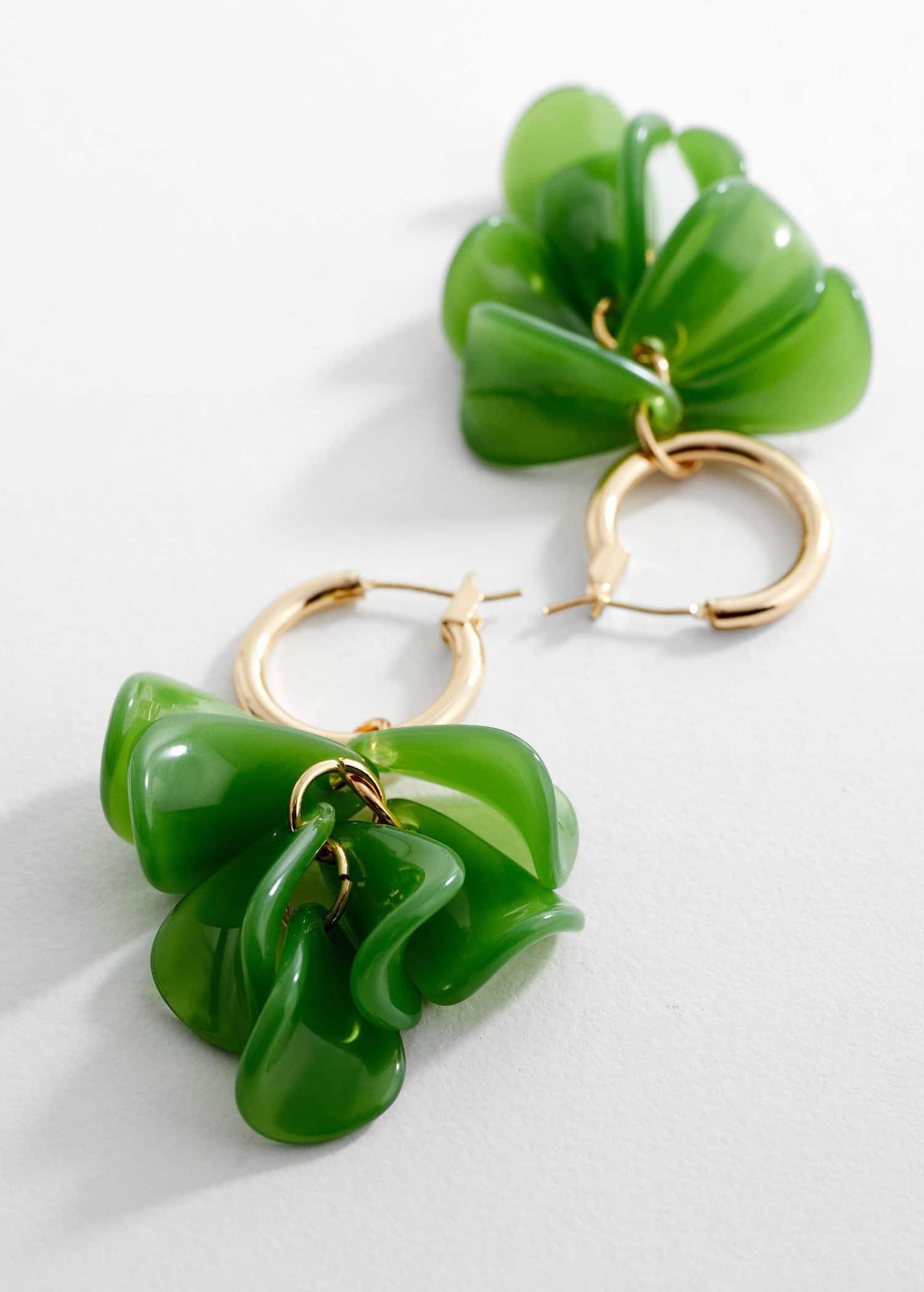 Green Beaded Pendant Earrings, , large image number 0