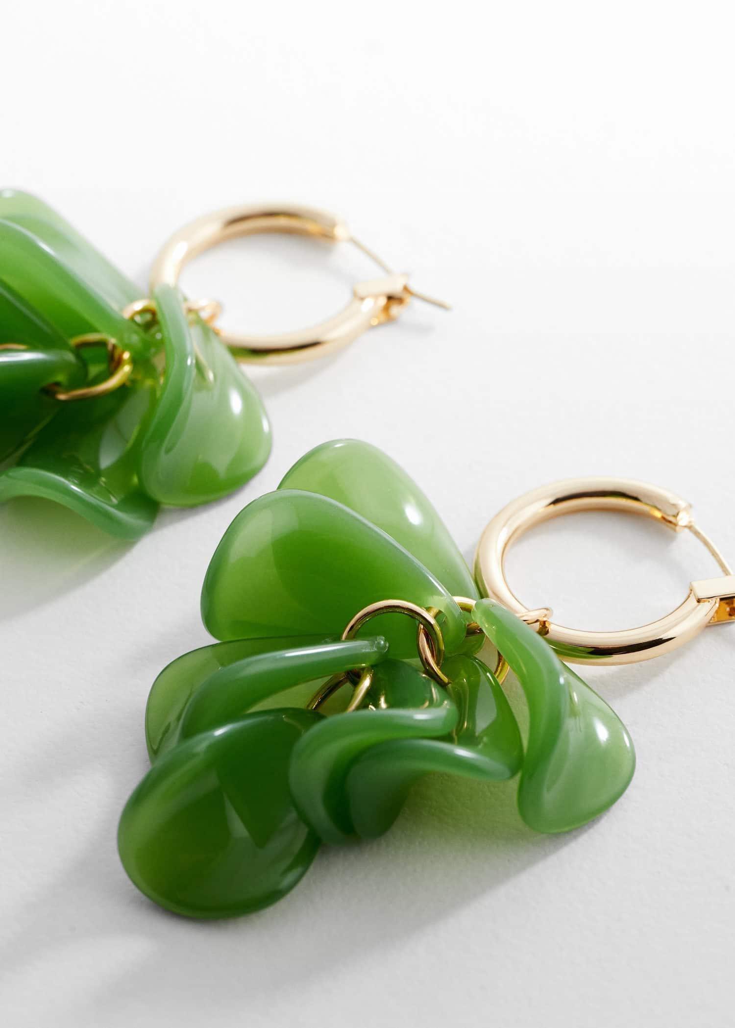 Green Beaded Pendant Earrings, , large image number 1