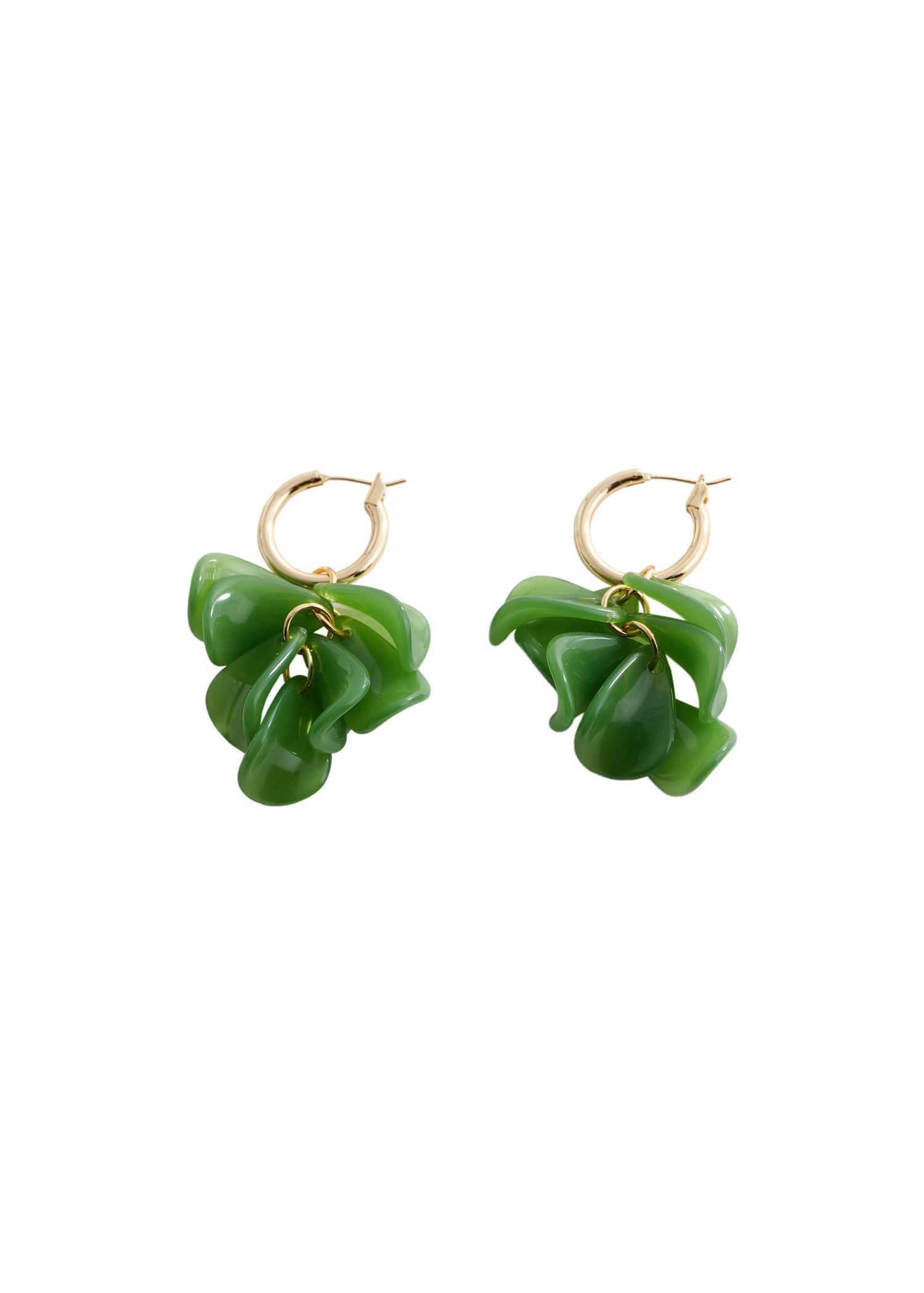Green Beaded Pendant Earrings, , large image number 2