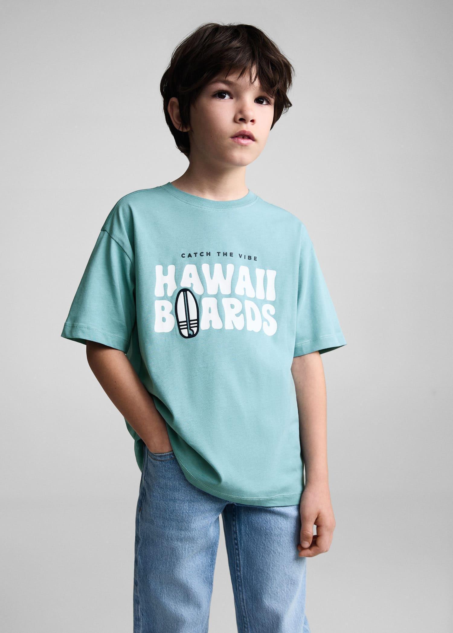 Mango - Green Printed Cotton T-Shirt, Kids Boys
