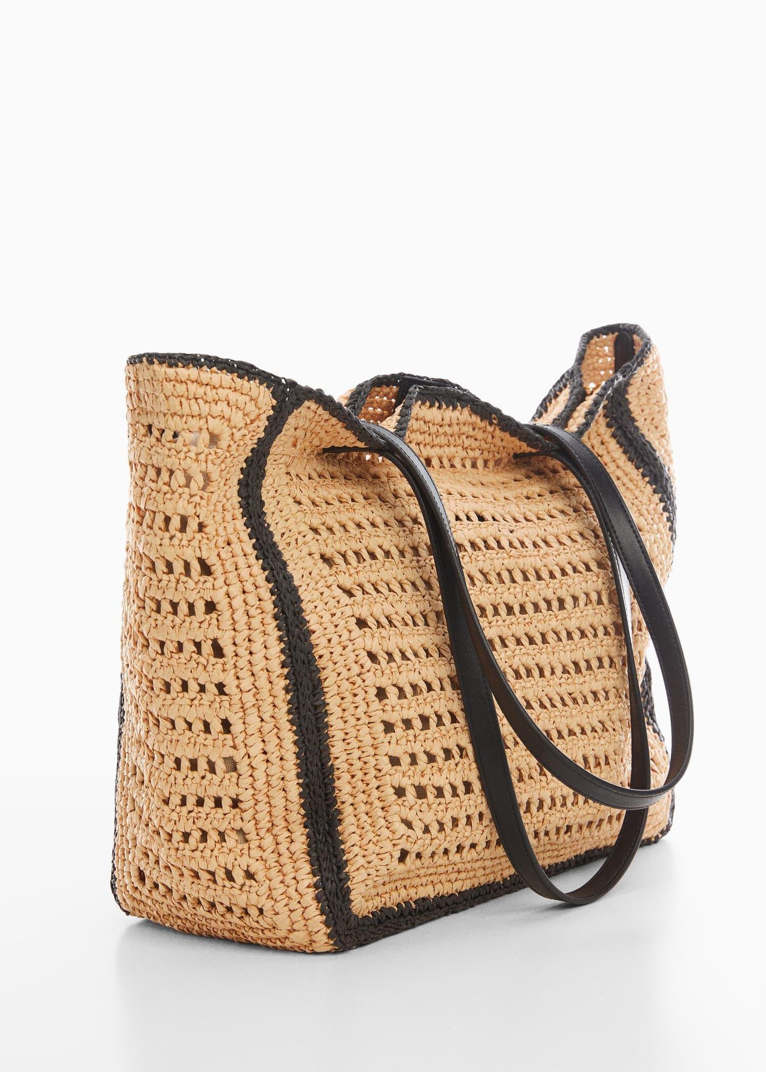 Mango - Black Natural Fibre Shopper Bag