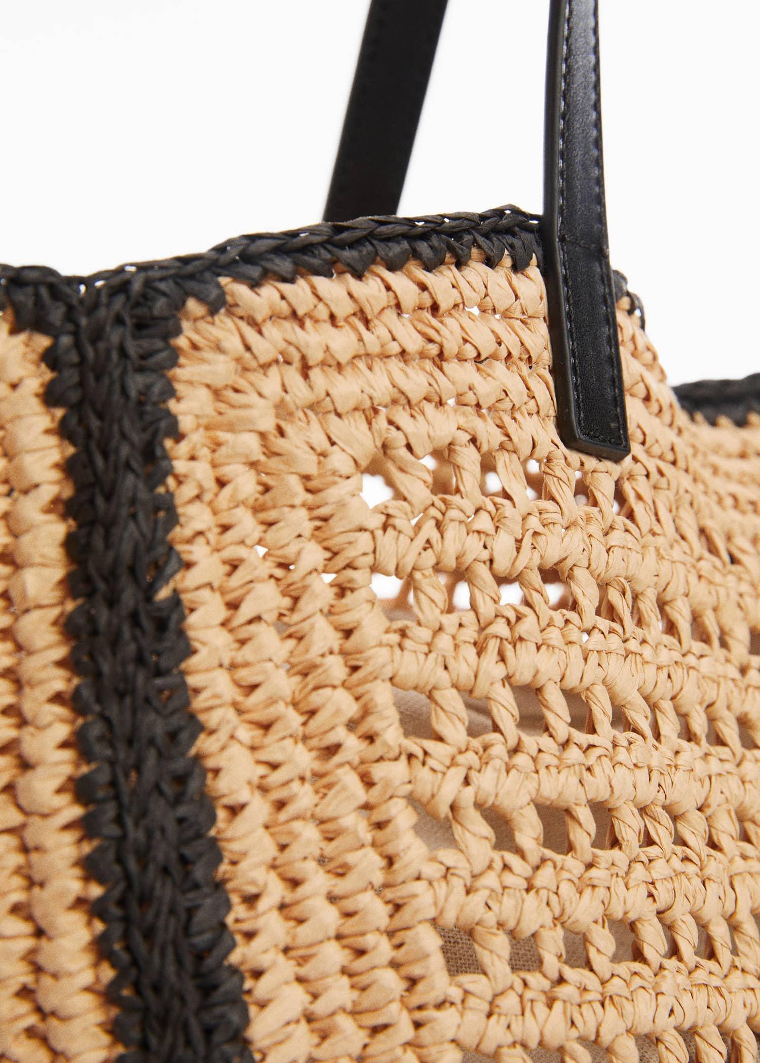 Mango - Black Natural Fibre Shopper Bag