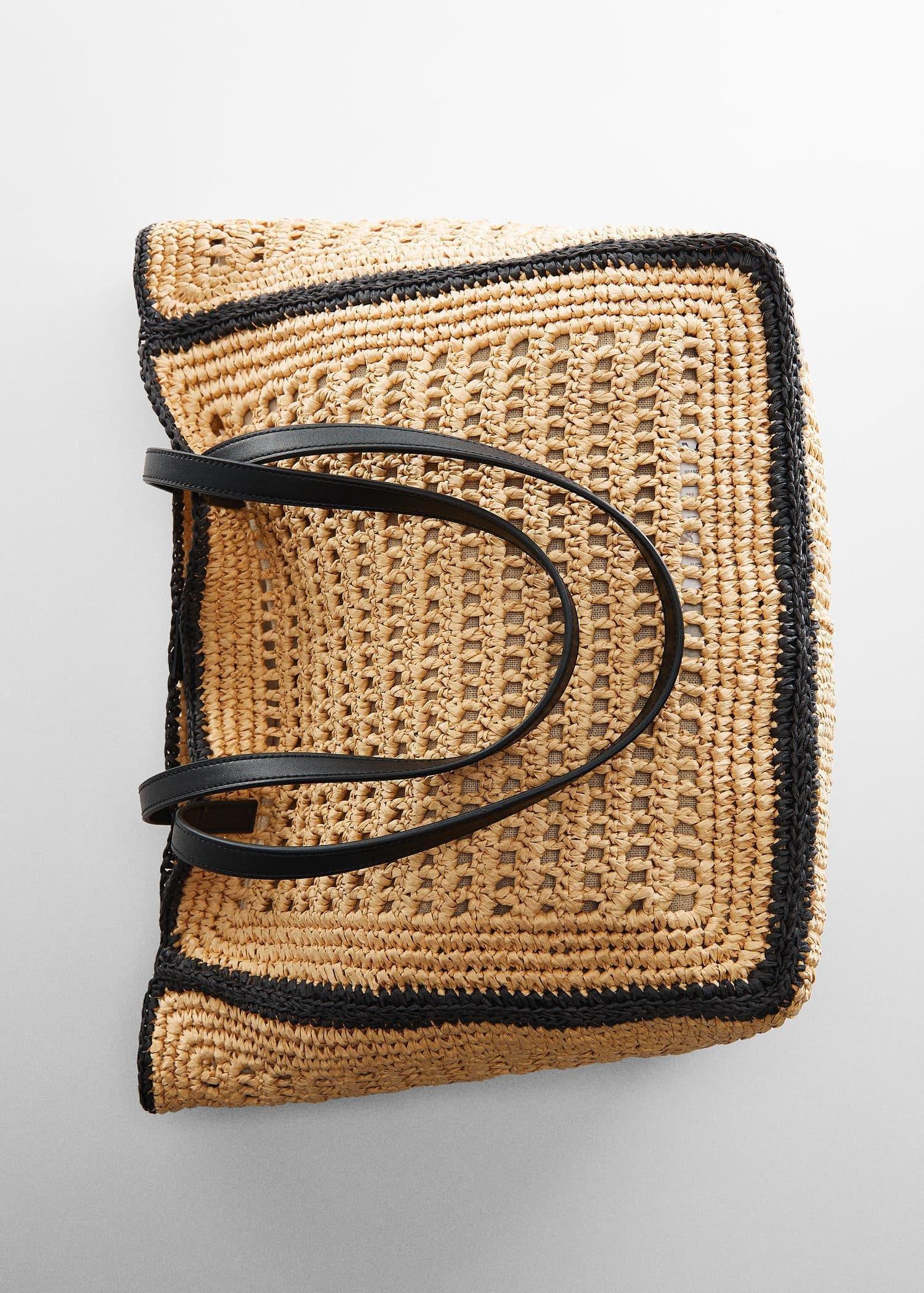 Mango - Black Natural Fibre Shopper Bag