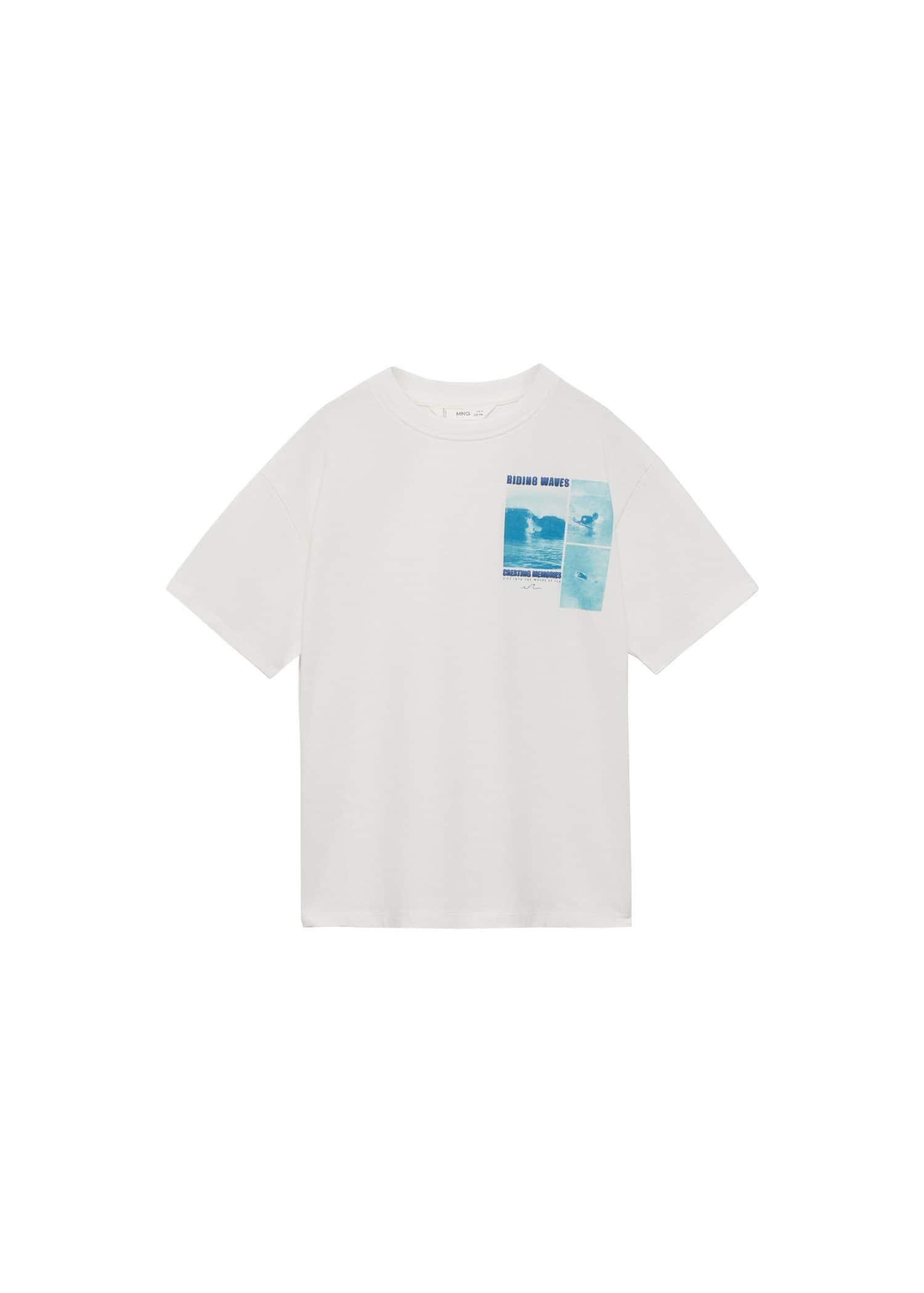 Mango - White Printed T-Shirt, Kids Boys