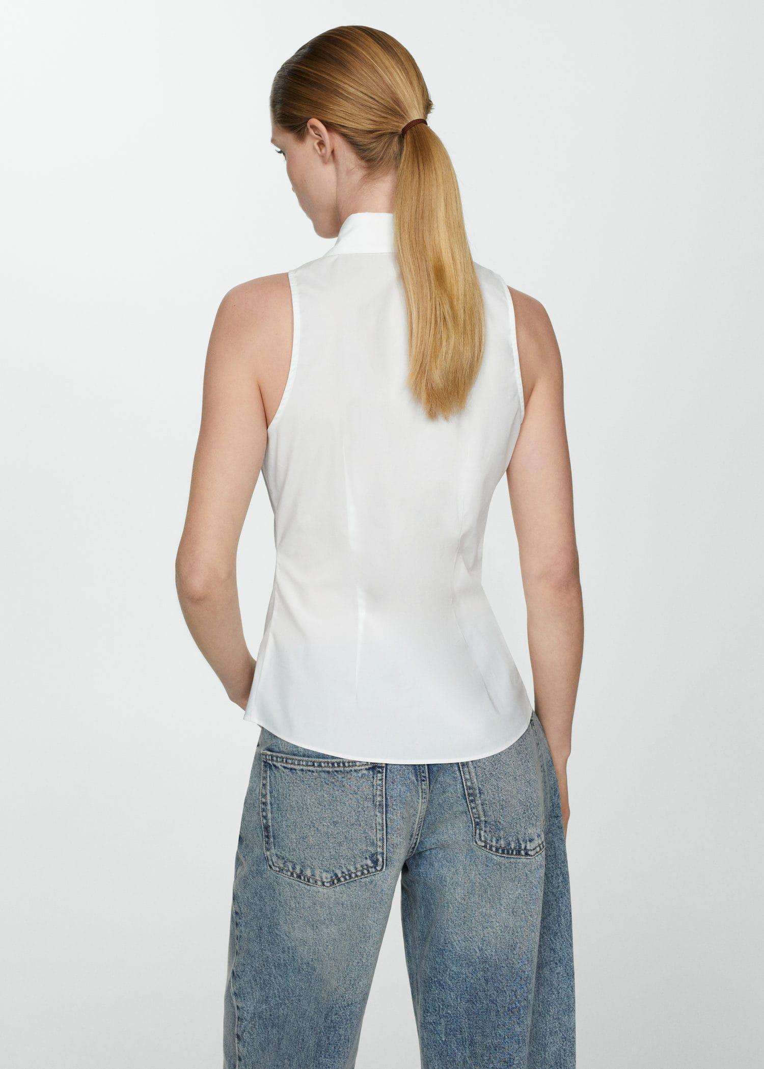Mango - White Sleeveless Cotton Shirt
