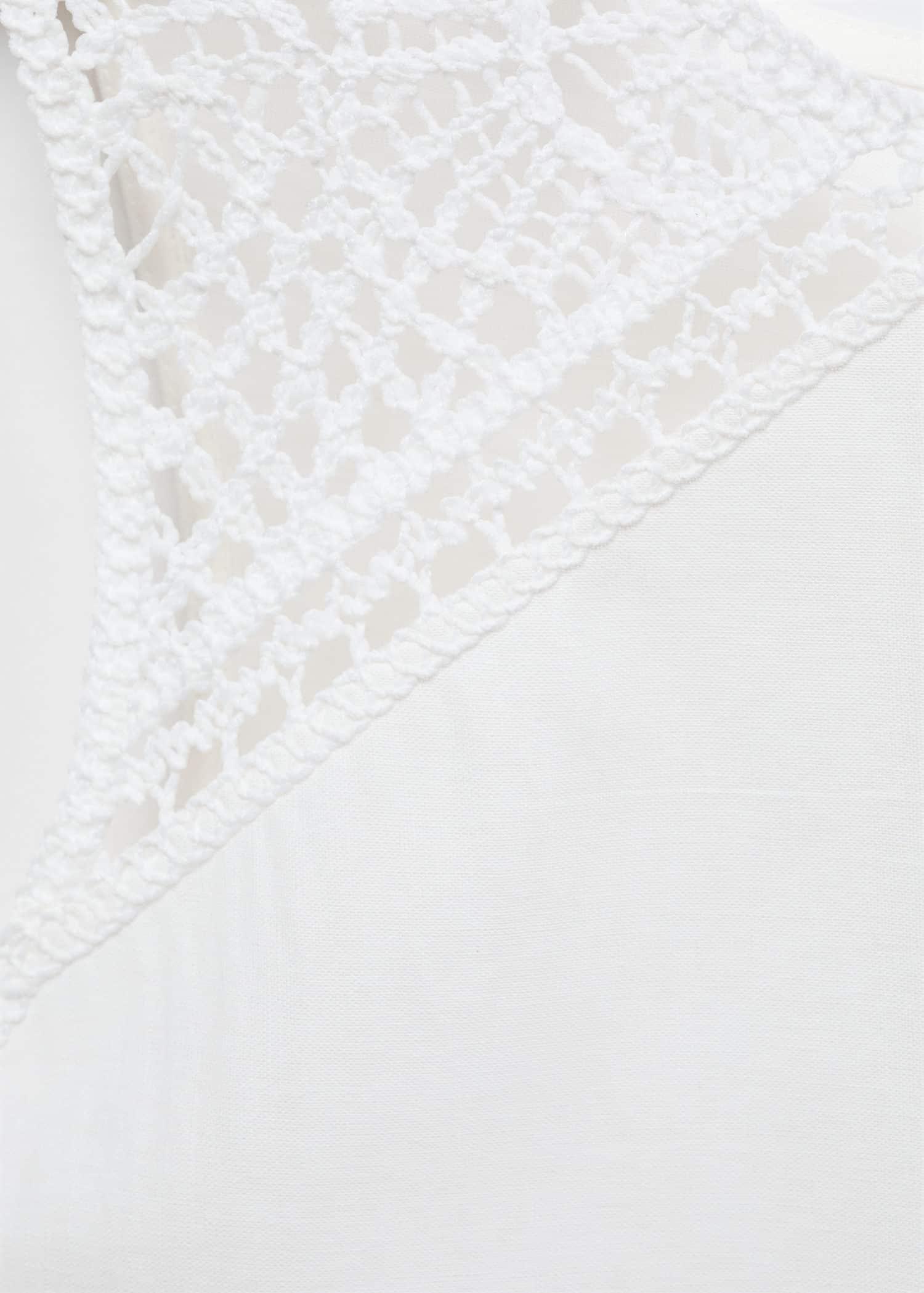 Mango - White Embroidered Cotton Top