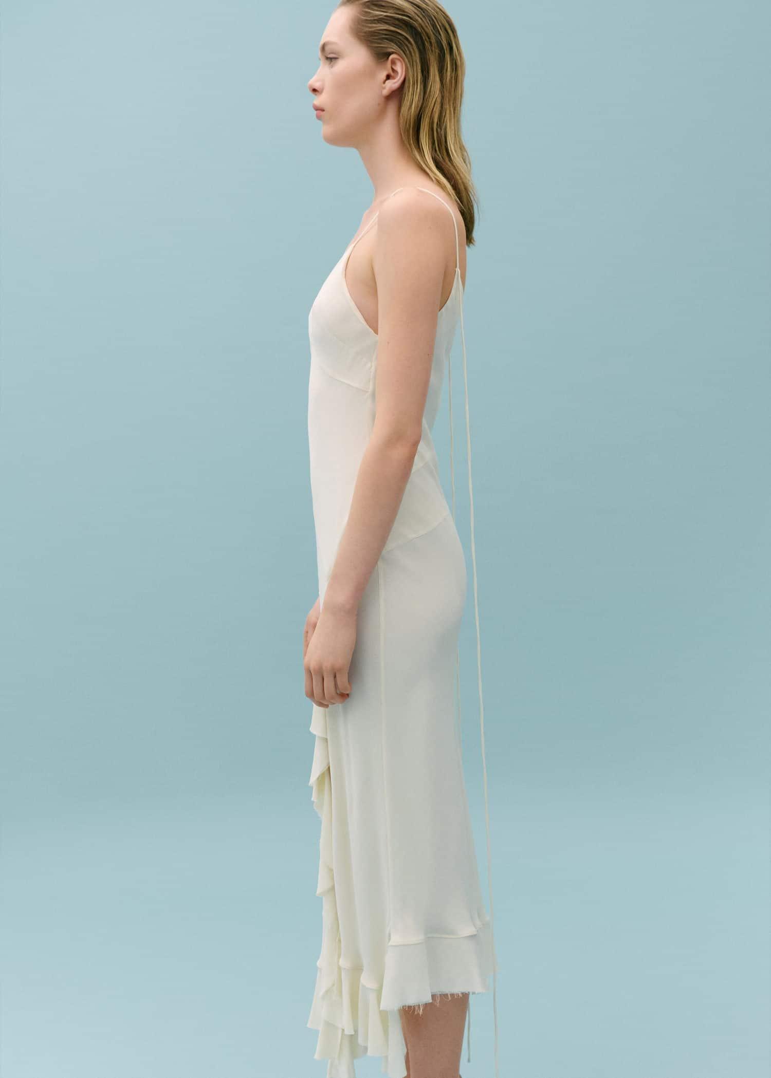 Grey Asymmetric Ruffled Dress, , large image number 1