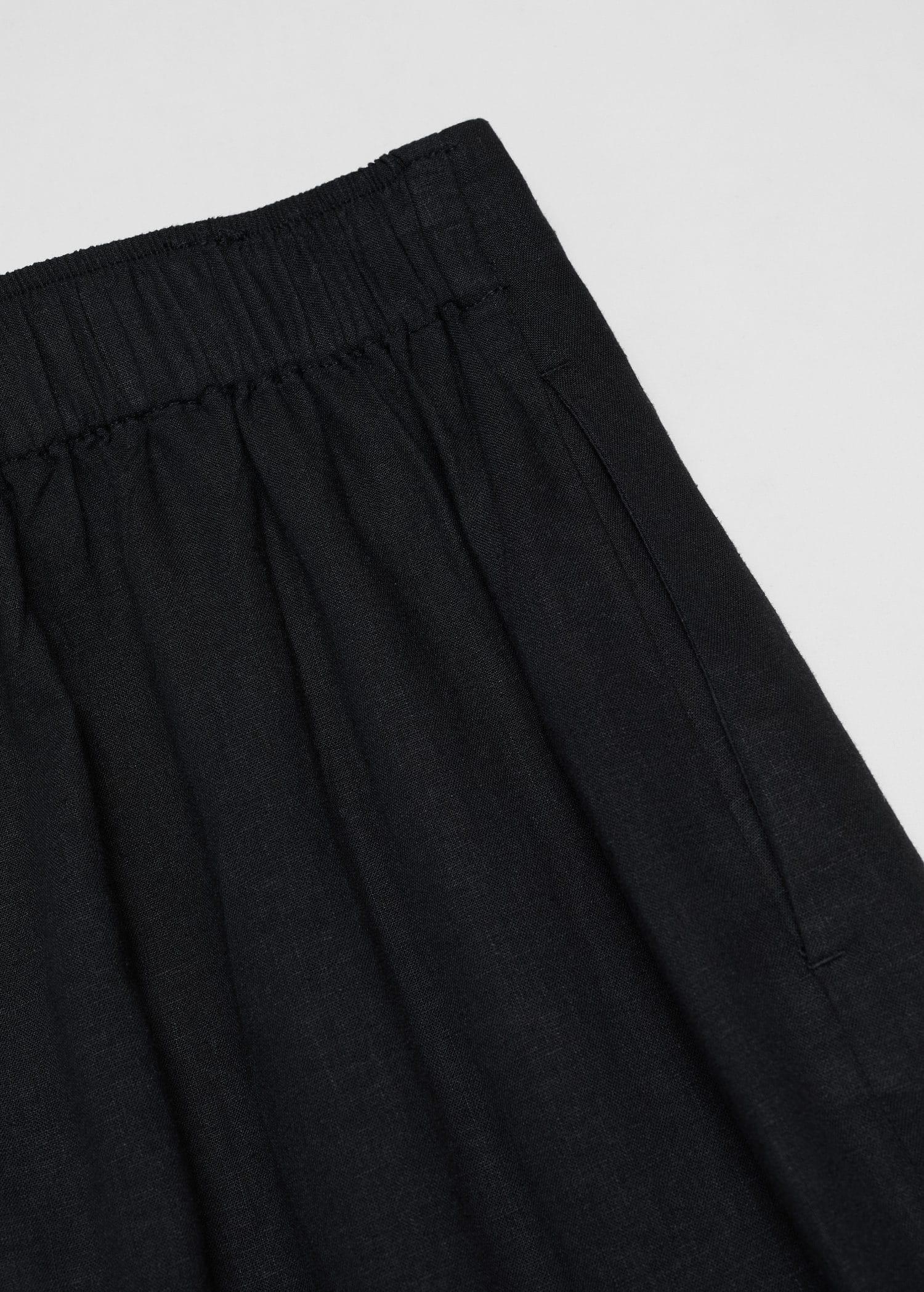 Mango - Black Wideleg Linen Trousers