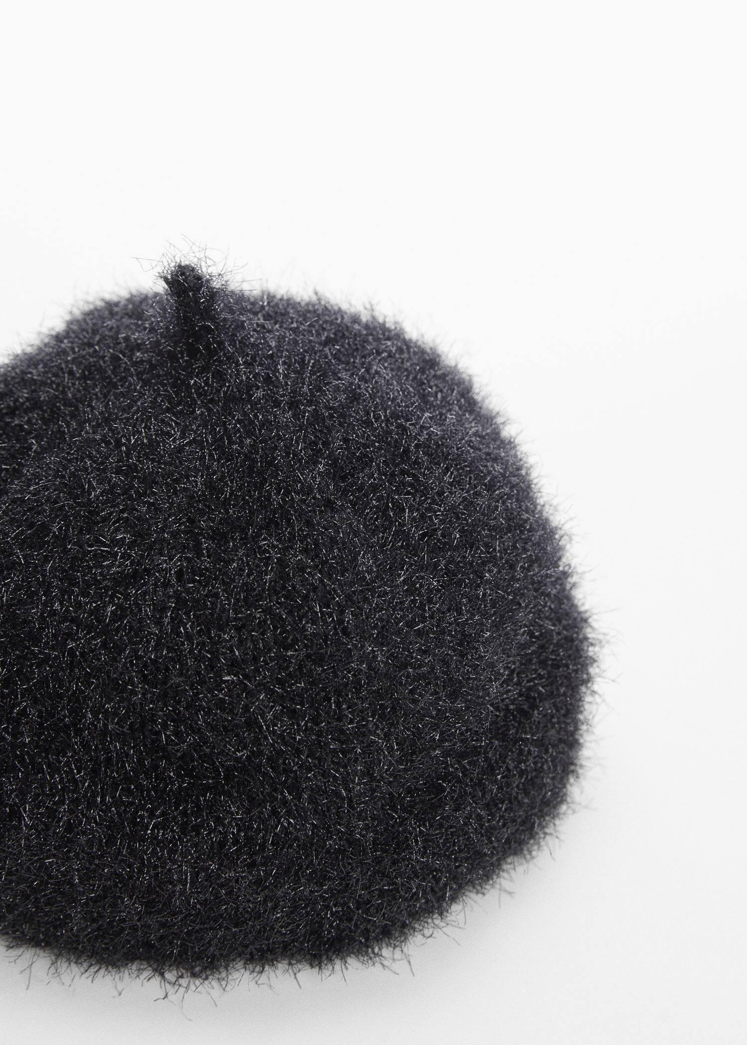 Black Fur-Effect Beret, , large image number 1