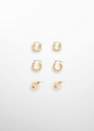 Mango - Gold Hoop Earrings, Set Of 3